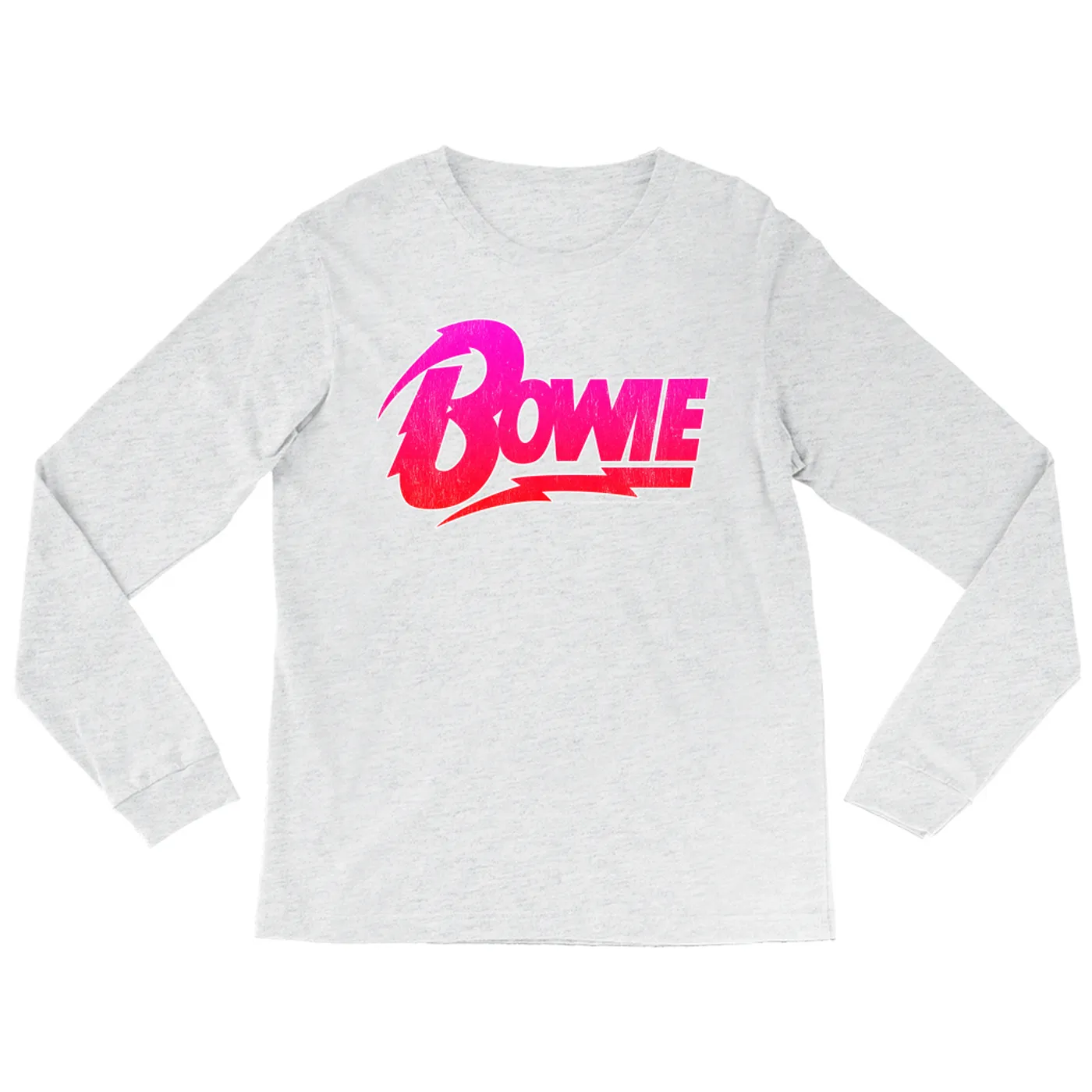 David Bowie Heather Long Sleeve Shirt | Pink and Red Bowie Logo David Bowie Shirt (Merchbar Exclusive)