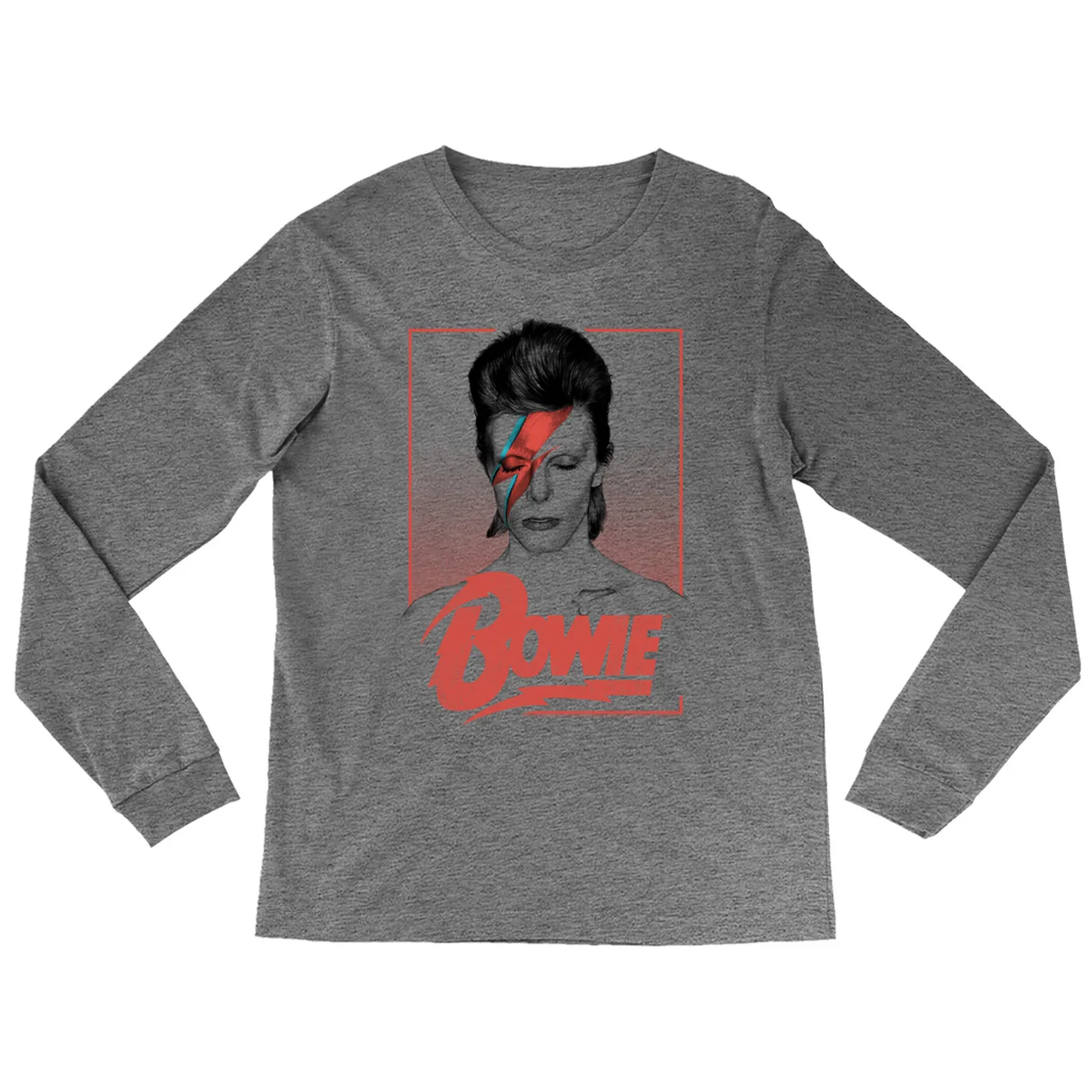 David Bowie Heather Long Sleeve Shirt | Aladdin Sane Bowie Red Image David Bowie Shirt