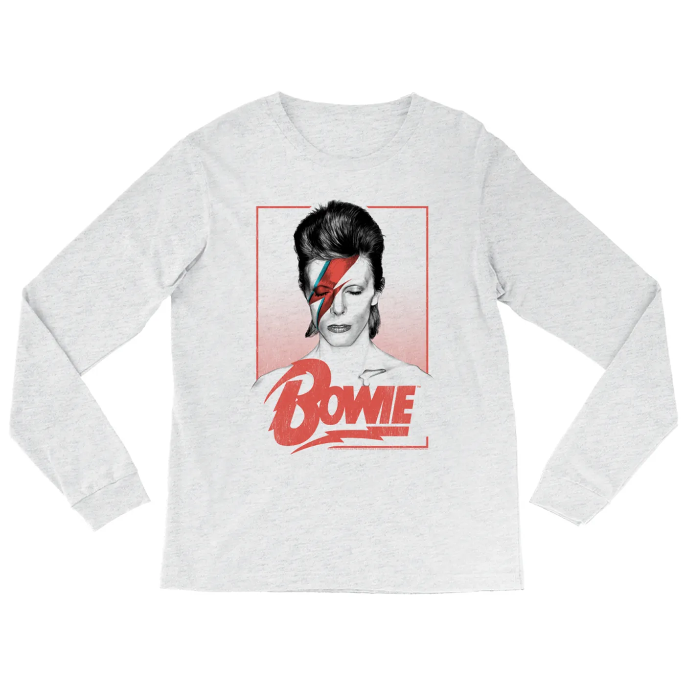 David Bowie Heather Long Sleeve Shirt | Aladdin Sane Bowie Red Image David Bowie Shirt