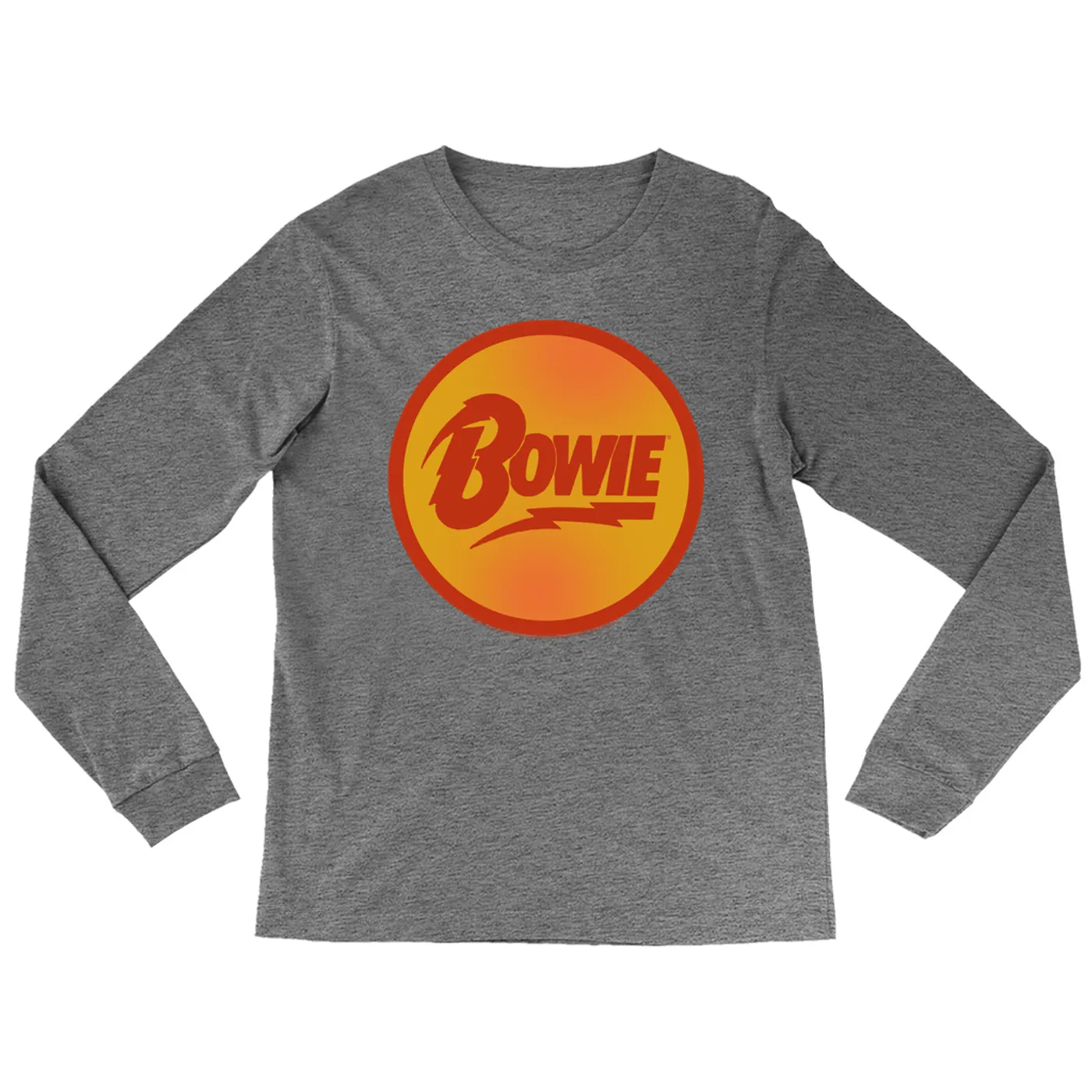 David Bowie Heather Long Sleeve Shirt | Bowie Orange And Red Circle Logo David Bowie Shirt