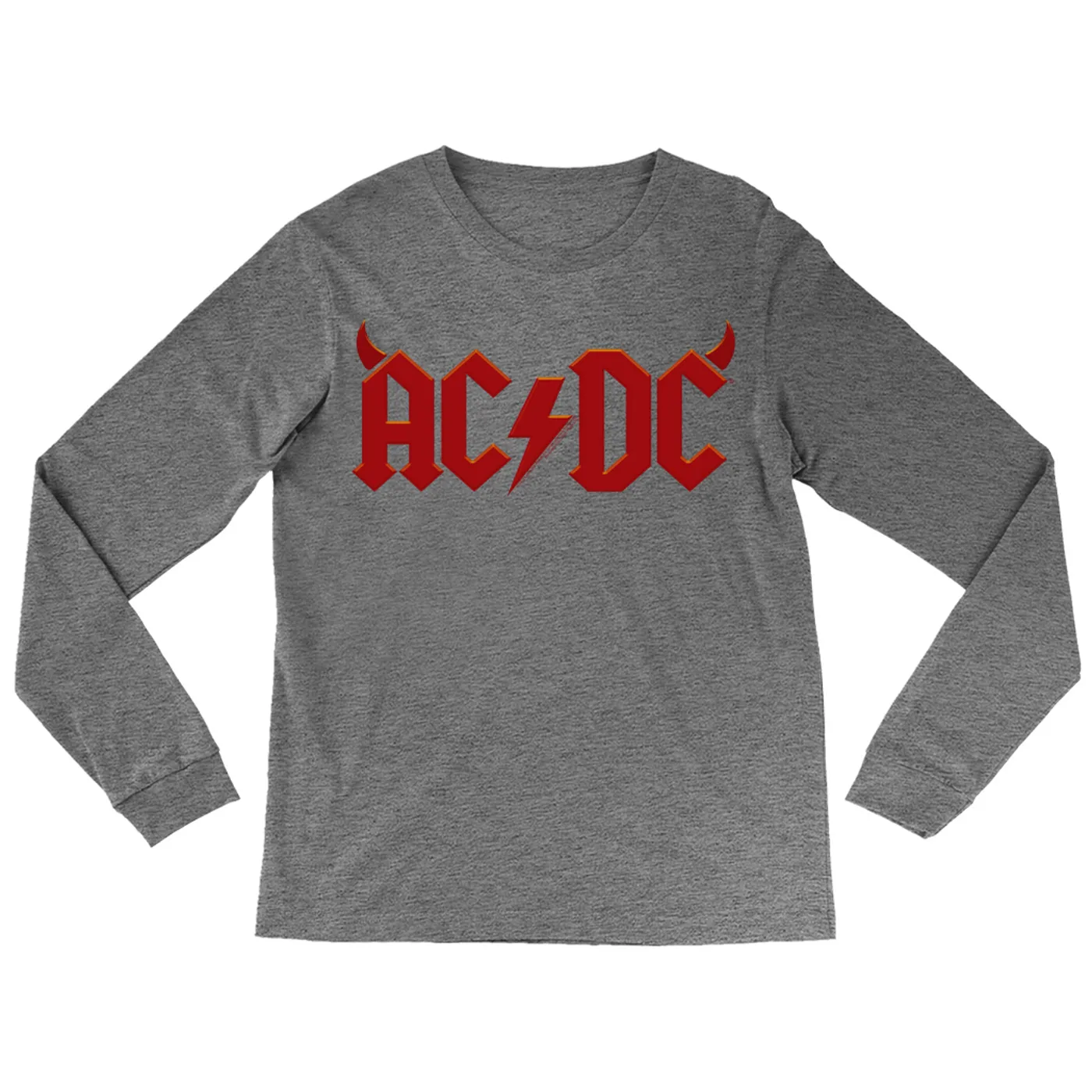 ACDC Heather Long Sleeve Shirt | AC/DC Horn Logo ACDC Shirt