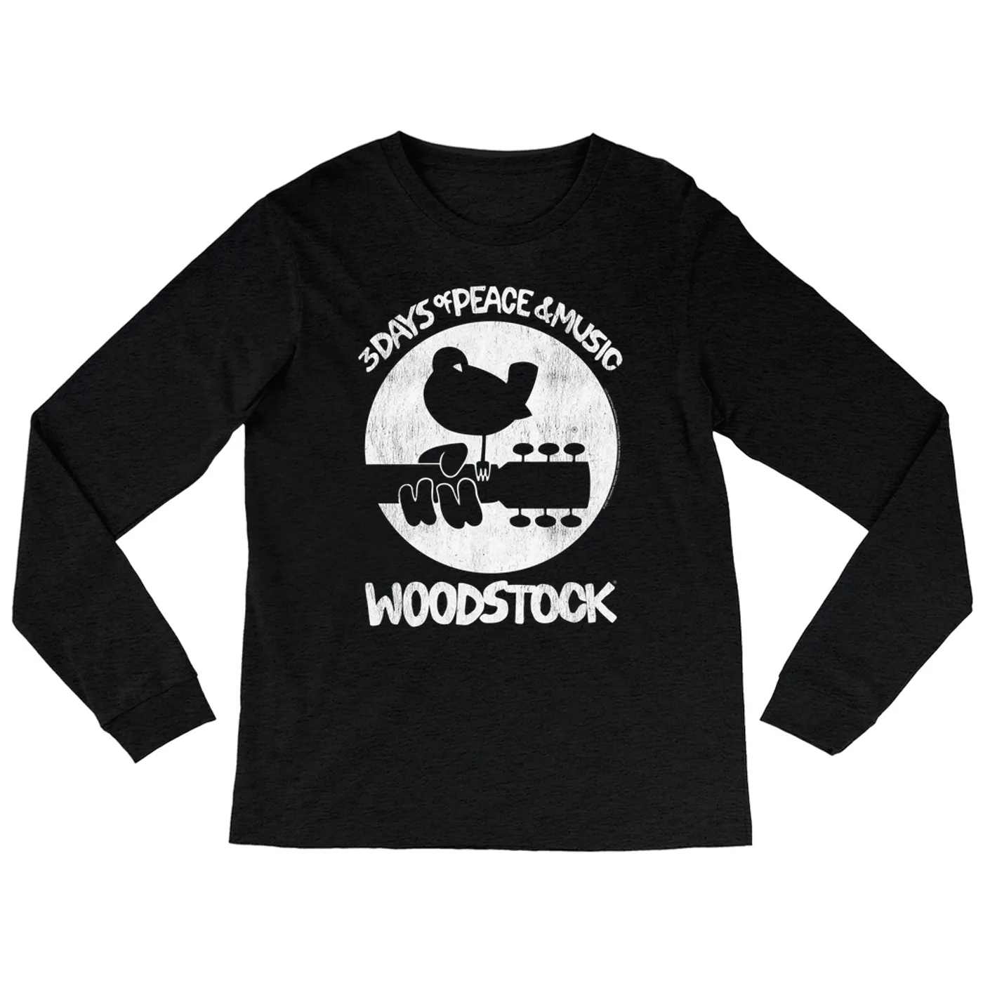 Woodstock Heather Long Sleeve Shirt | Woodstock Bird And Guitar All In White Woodstock Shirt