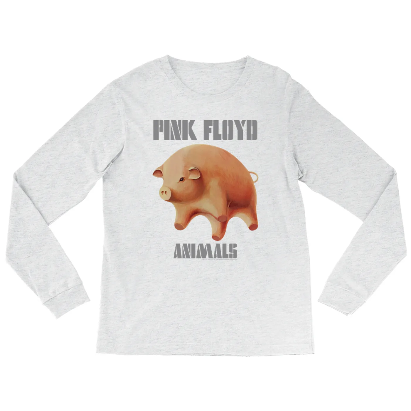 Pink Floyd Heather Long Sleeve Shirt | Animals Album Pig Logo Pink Floyd Shirt