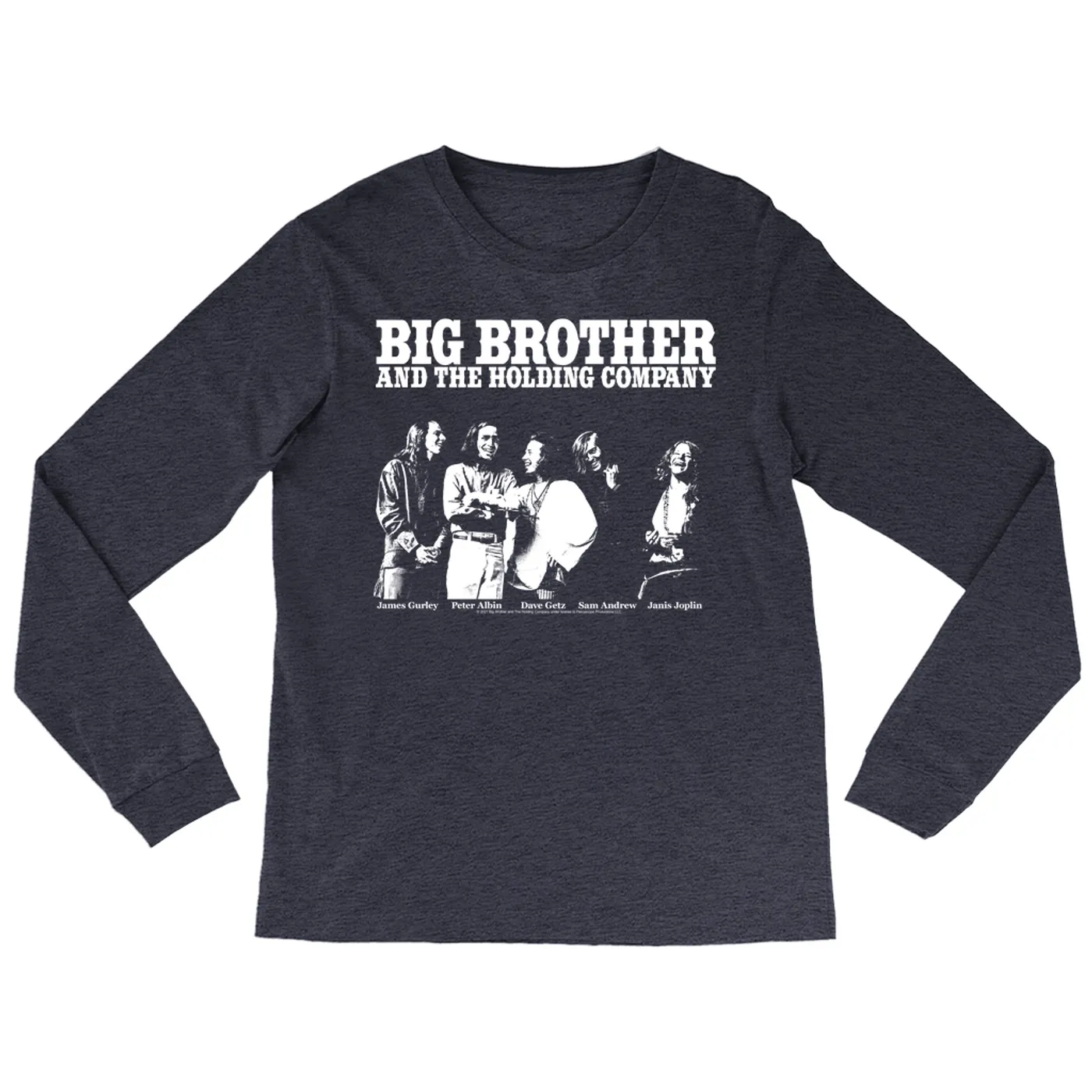Big Brother & The Holding Company Big Brother and The Holding Co. Heather Long Sleeve Shirt | Featuring Janis Joplin Black and White Photo Big Brother and The Holding Co. Shirt (Merchbar Exclusive)