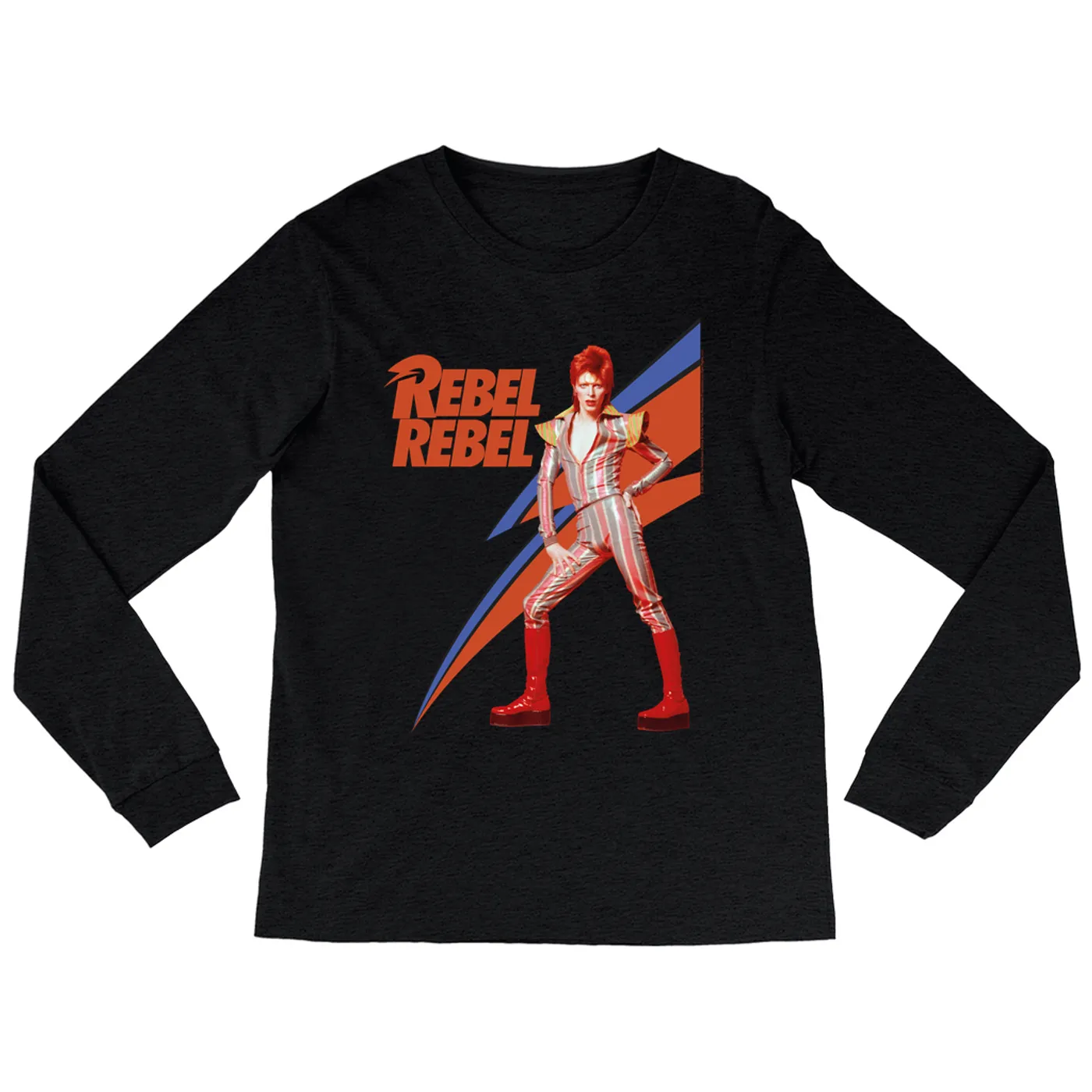 David Bowie Heather Long Sleeve Shirt | Rebel Rebel Aladdin Sane Image David Bowie Shirt