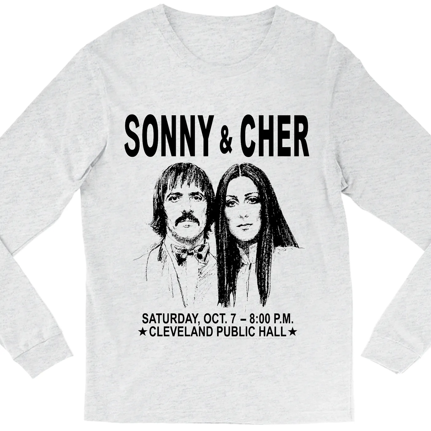 Sonny & Cher Heather Long Sleeve Shirt | Cleaveland Hall Concert Poster Sonny and Cher Shirt