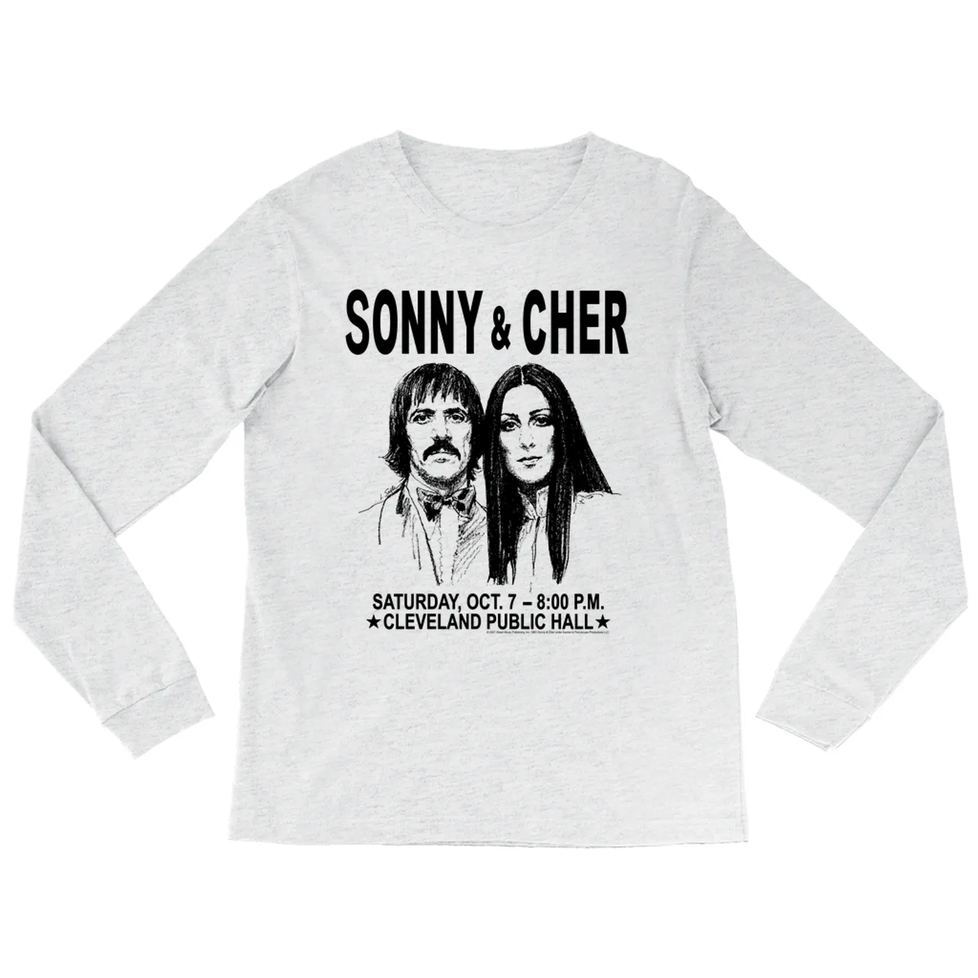 Sonny & Cher Heather Long Sleeve Shirt | Cleaveland Hall Concert Poster Sonny and Cher Shirt