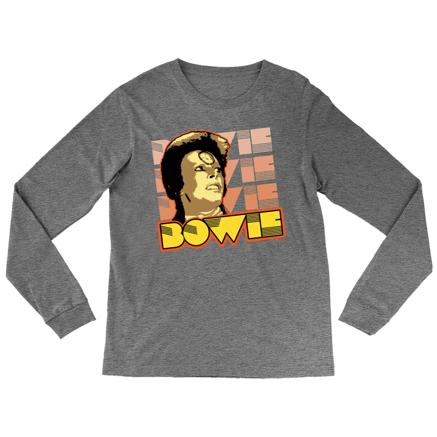 David Bowie Heather Long Sleeve Shirt | Ziggy Stardust Close Up Retro David Bowie Shirt (Merchbar Exclusive)