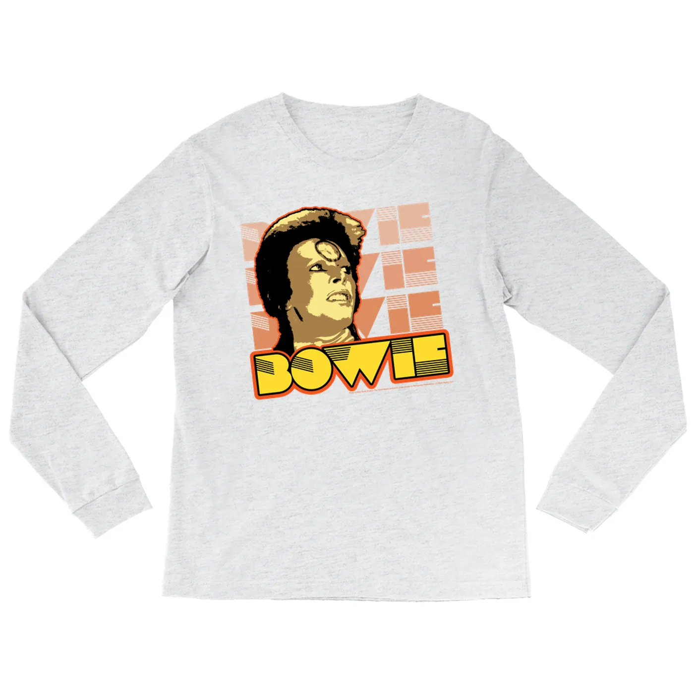 David Bowie Heather Long Sleeve Shirt | Ziggy Stardust Close Up Retro David Bowie Shirt (Merchbar Exclusive)