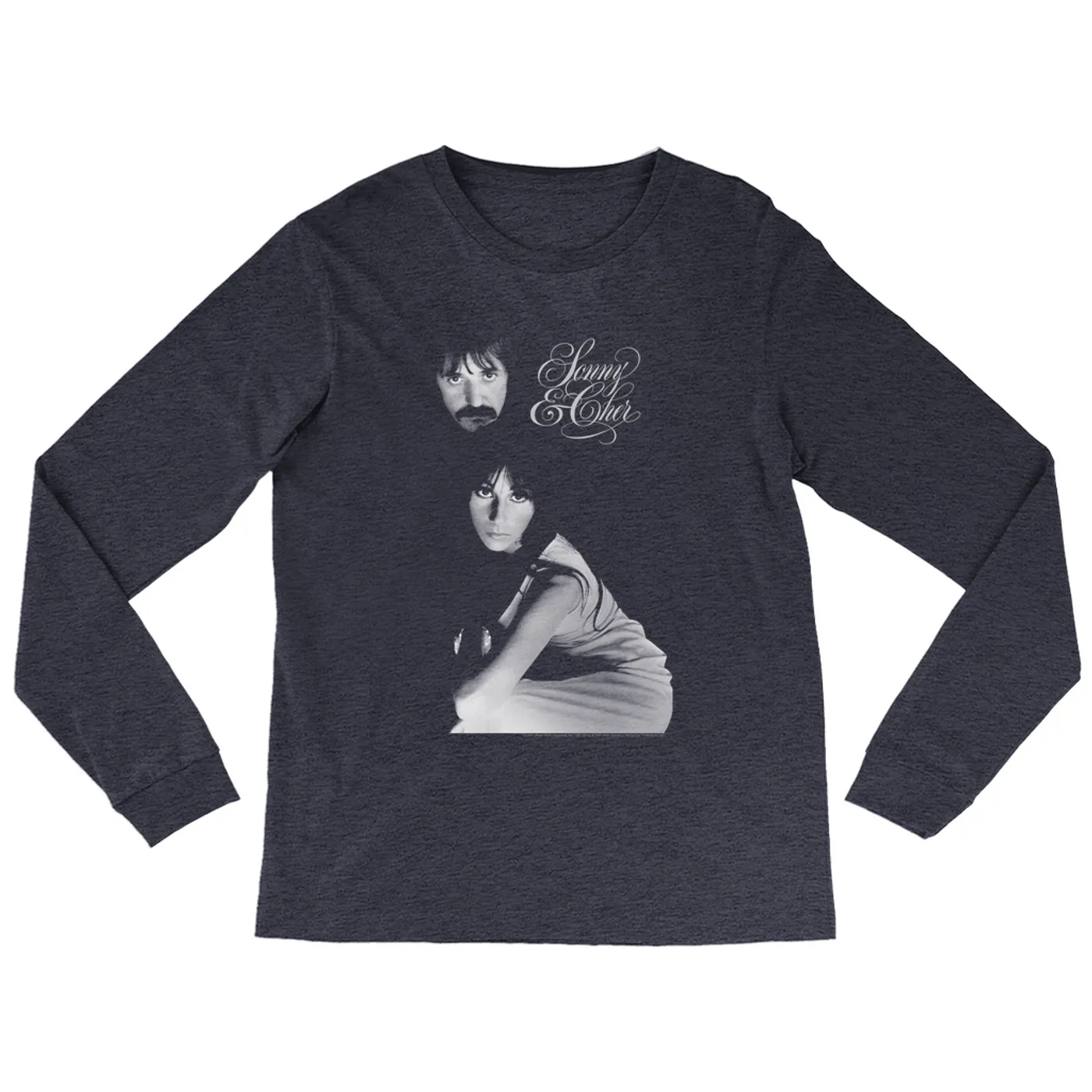Sonny & Cher Heather Long Sleeve Shirt | The Two Of Us Photo And Logo Sonny and Cher Shirt (Merchbar Exclusive)