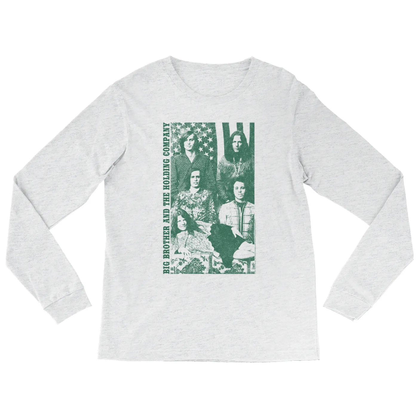 Big Brother & The Holding Company Big Brother and The Holding Co. Heather Long Sleeve Shirt | Featuring Janis Joplin Group Flag Photo Big Brother and The Holding Co. Shirt (Merchbar Exclusive)