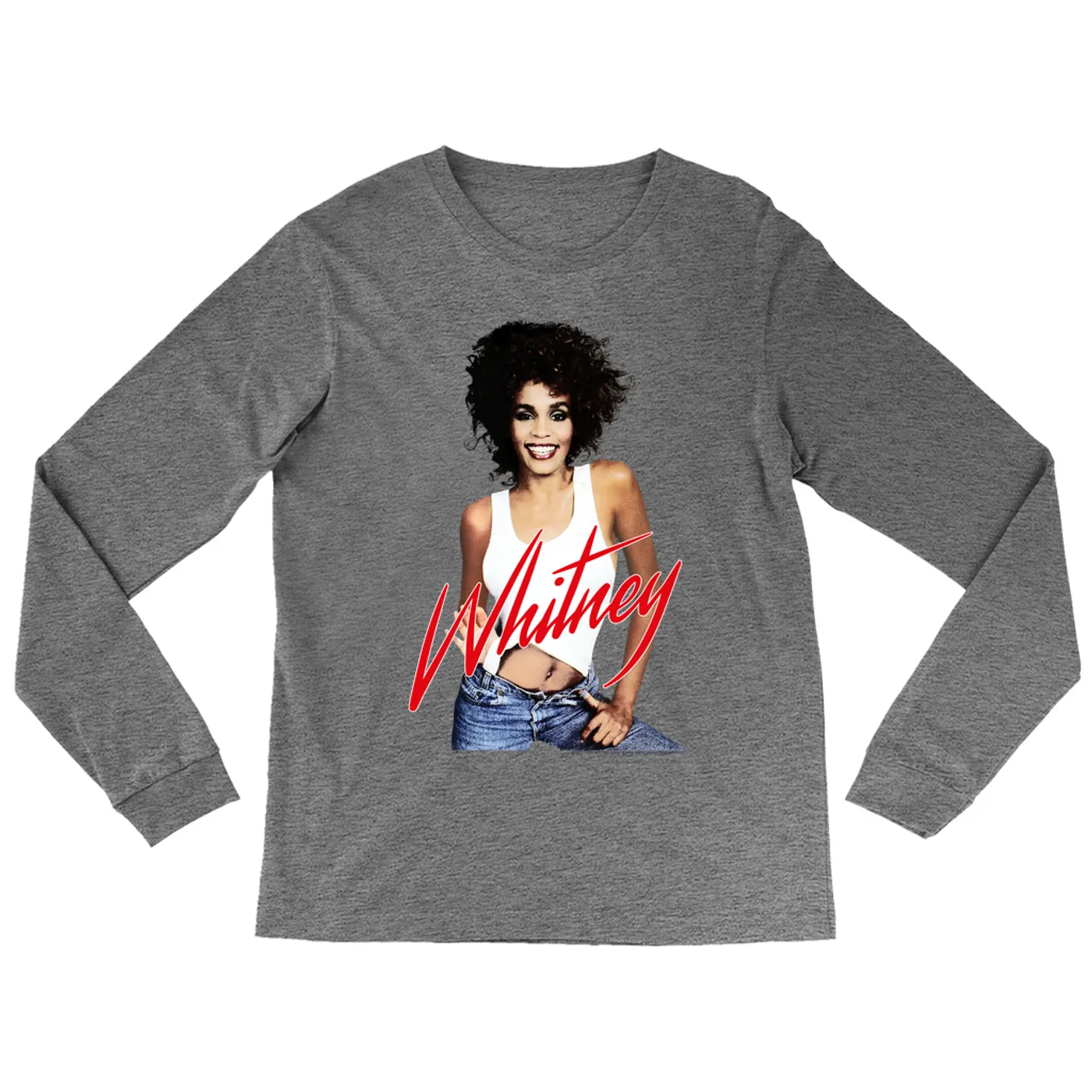Whitney Houston Heather Long Sleeve Shirt | Just Whitney Whitney Houston Shirt