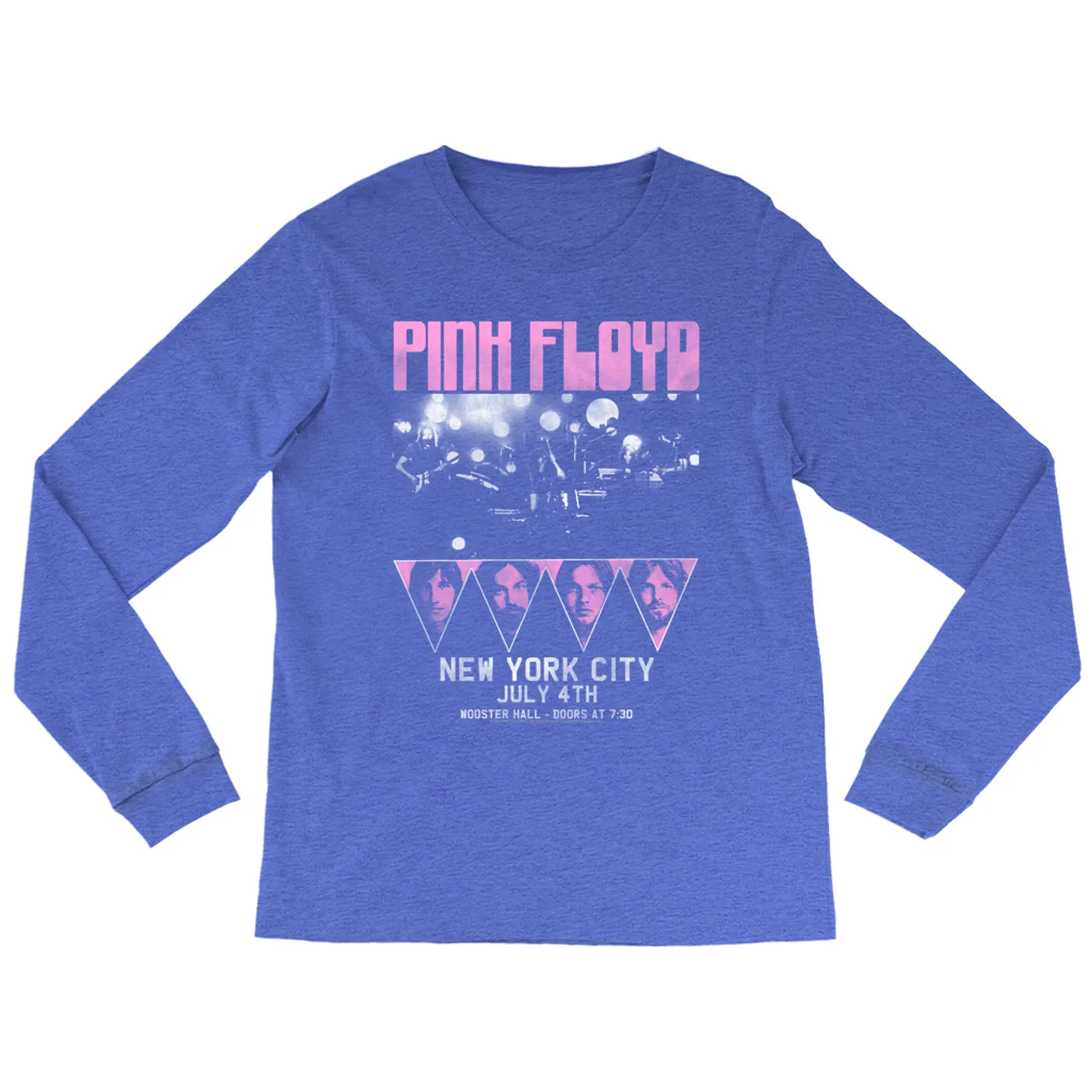 Pink Floyd Heather Long Sleeve Shirt | New York City 4th Of July Concert Poster Pink Pink Floyd Shirt