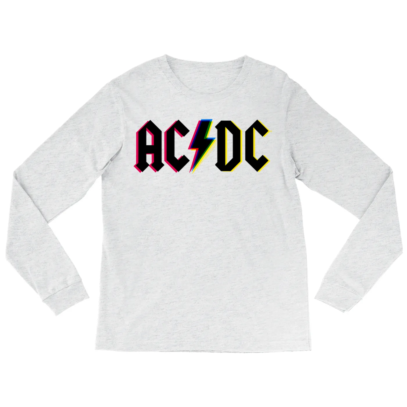 ACDC Heather Long Sleeve Shirt | Neon AC/DC Glitch Logo ACDC Shirt (Merchbar Exclusive)