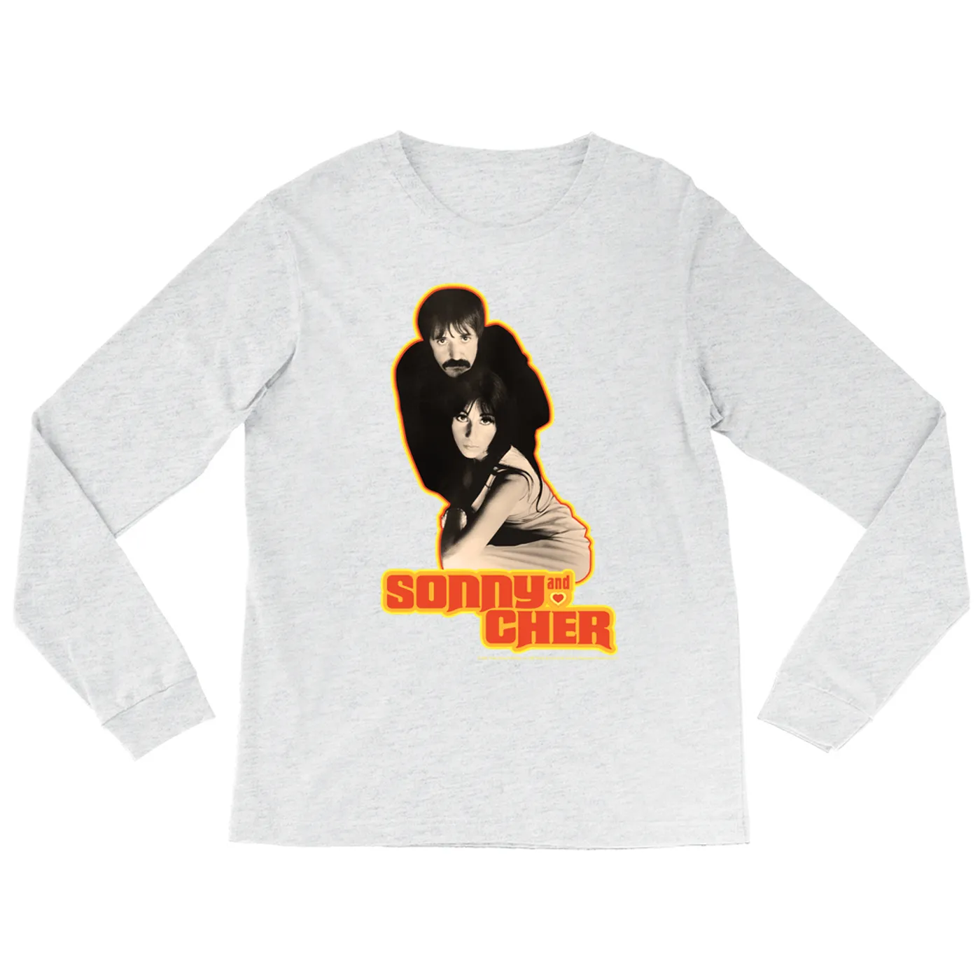 Sonny & Cher Heather Long Sleeve Shirt | The Two Of Us Yellow Retro Design Sonny and Cher Shirt (Merchbar Exclusive)