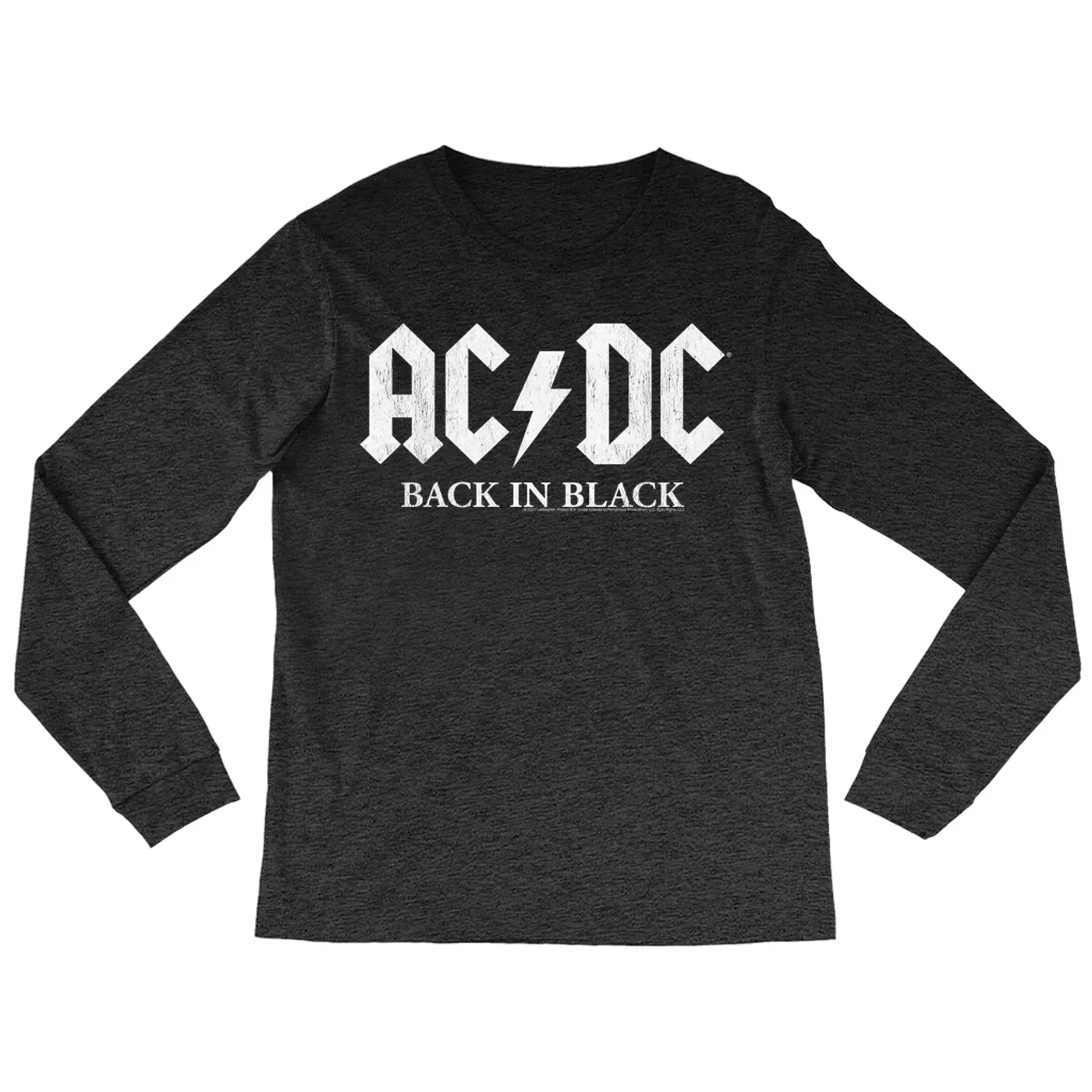 AC/DC Heather Long Sleeve Shirt | Back In Black US White Design ACDC Shirt