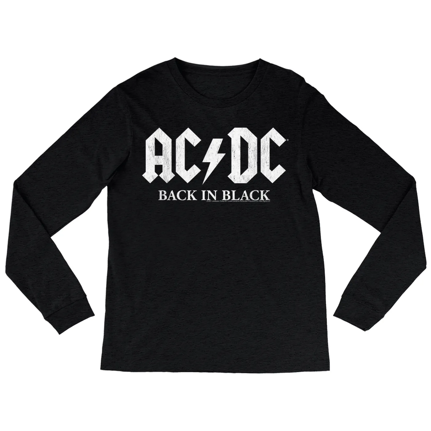 AC/DC Heather Long Sleeve Shirt | Back In Black US White Design ACDC Shirt