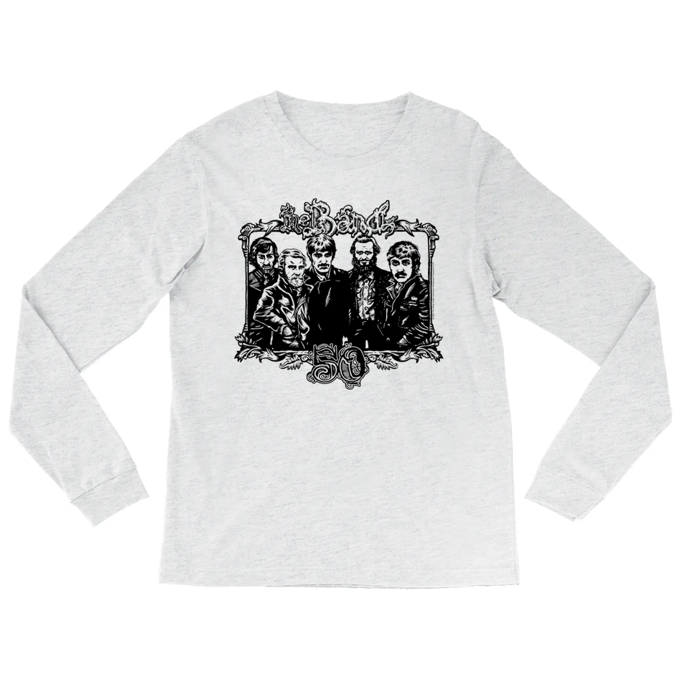 The Band Heather Long Sleeve Shirt | 50th Anniversary Logo Black The Band Shirt