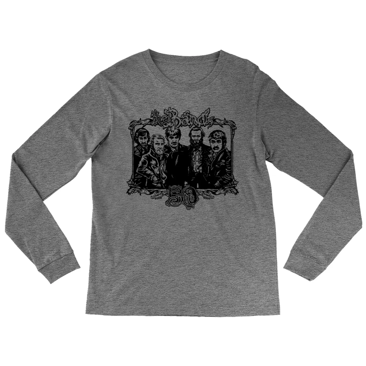 The Band Heather Long Sleeve Shirt | 50th Anniversary Logo Black The Band Shirt