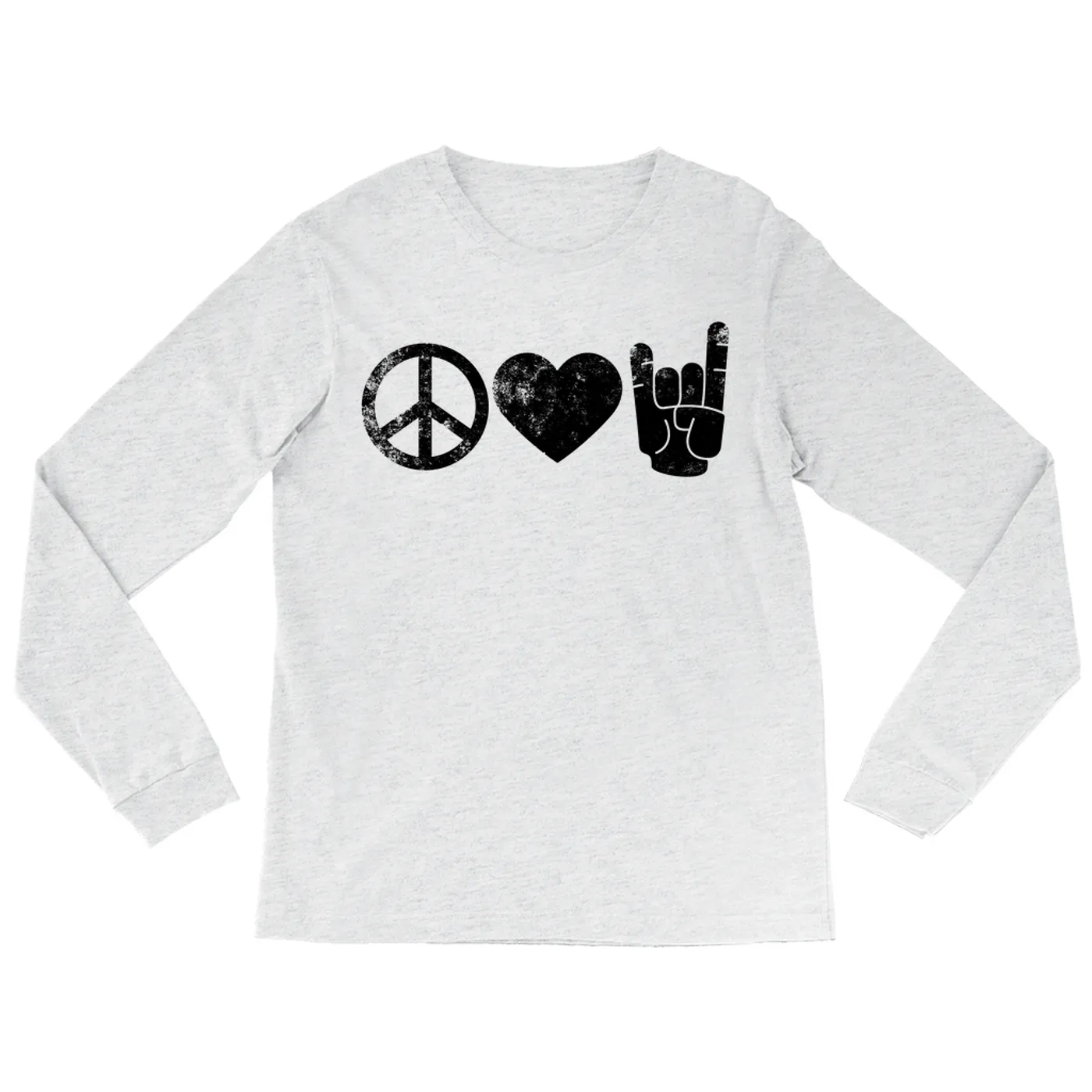 Merchbar Music Life Heather Long Sleeve Shirt | Peace Love Rock n' Roll Merchbar Music Life Shirt