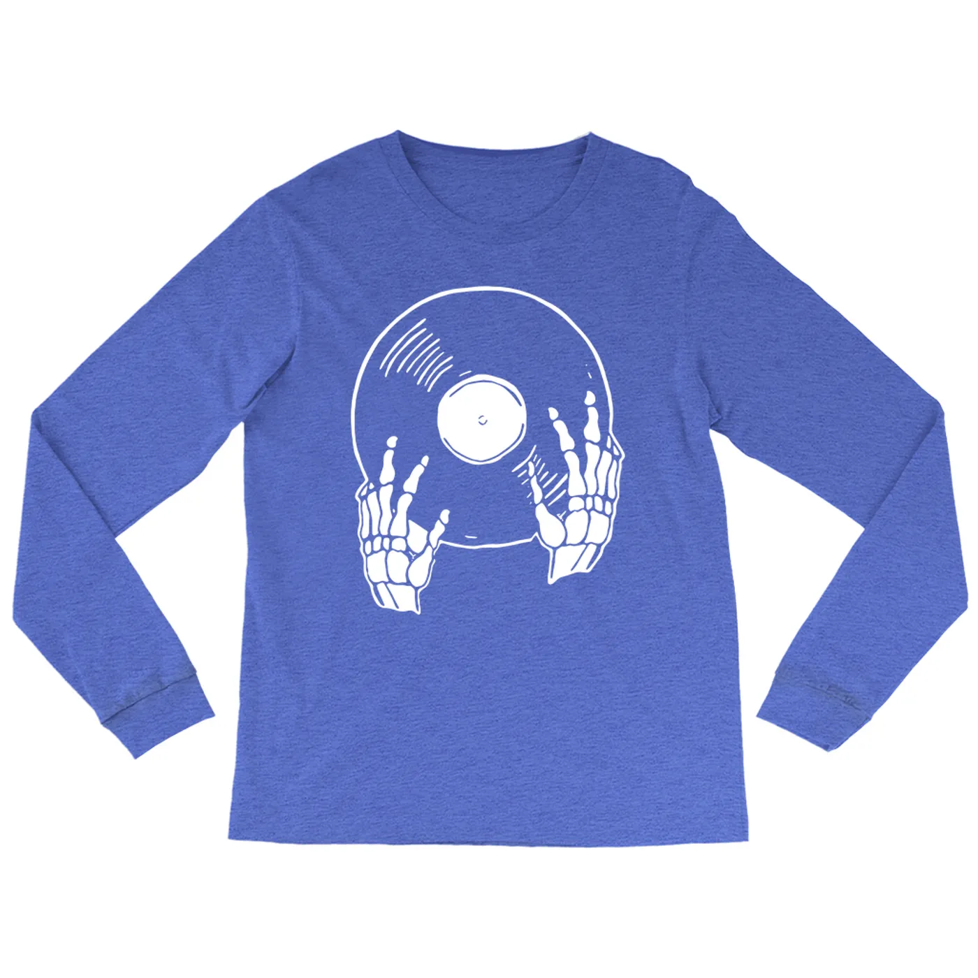 Merchbar Music Life Heather Long Sleeve Shirt | Skeletons Spin Vinyl Too Merchbar Music Life Shirt