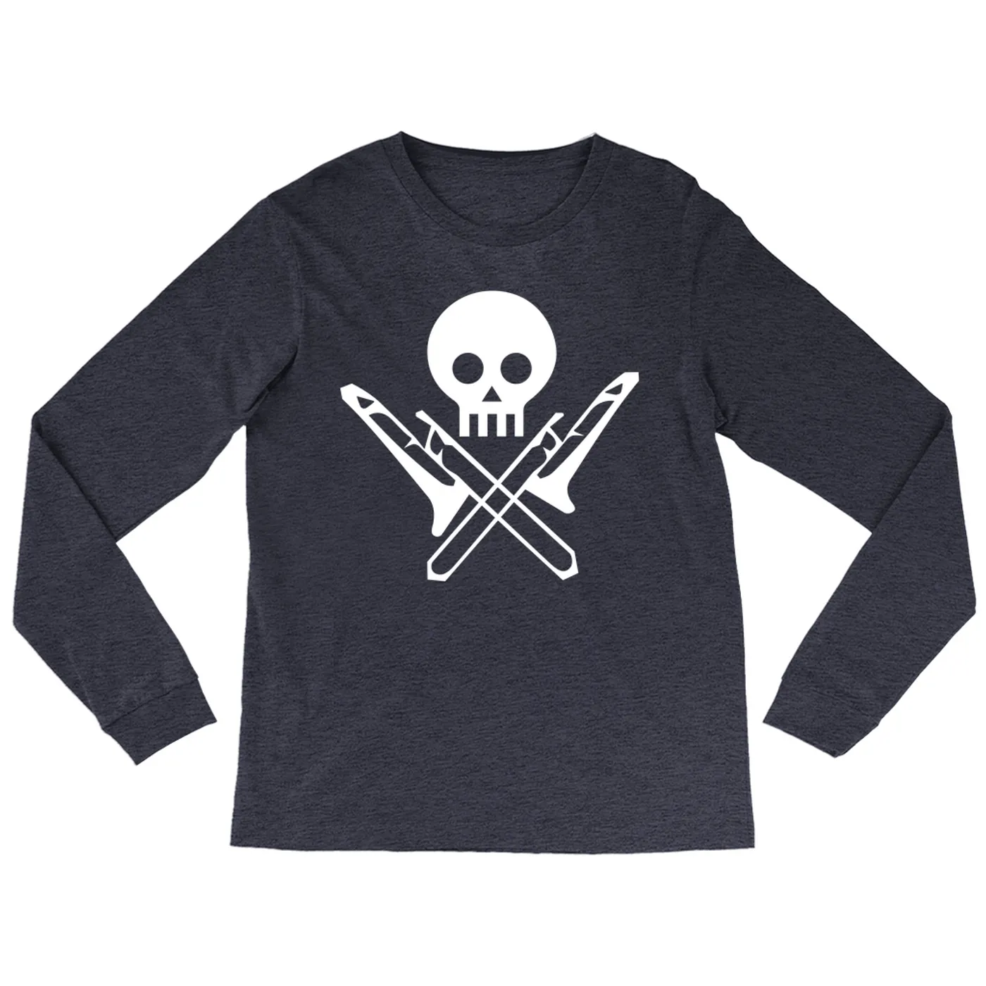 Merchbar Music Life Heather Long Sleeve Shirt | Skull And Trombones Merchbar Music Life Shirt
