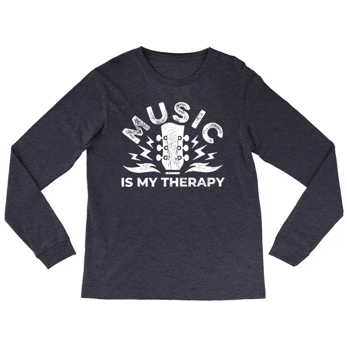 Merchbar Music Life Heather Long Sleeve Shirt | Music Is My Therapy Merchbar Music Life Shirt
