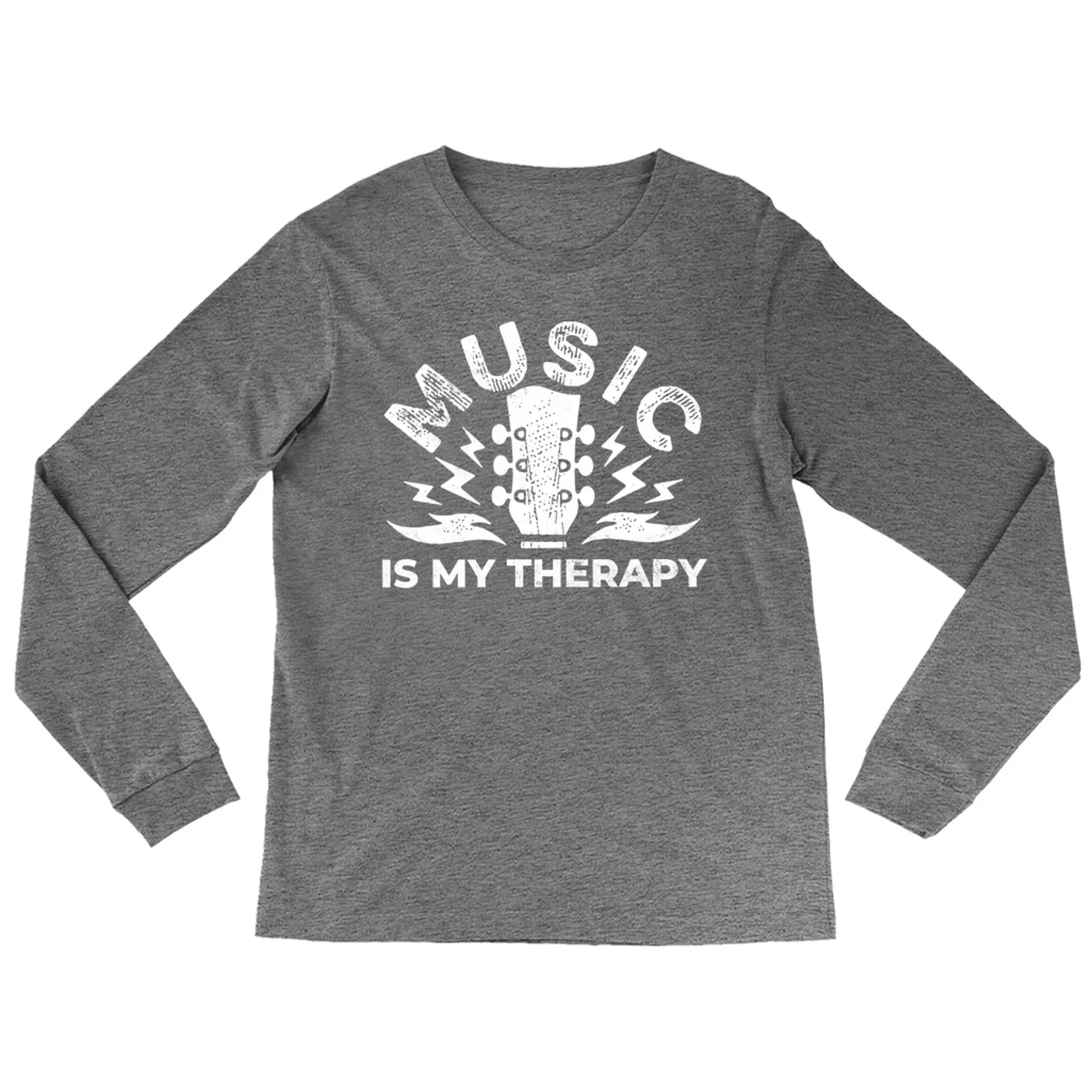 Merchbar Music Life Heather Long Sleeve Shirt | Music Is My Therapy Merchbar Music Life Shirt