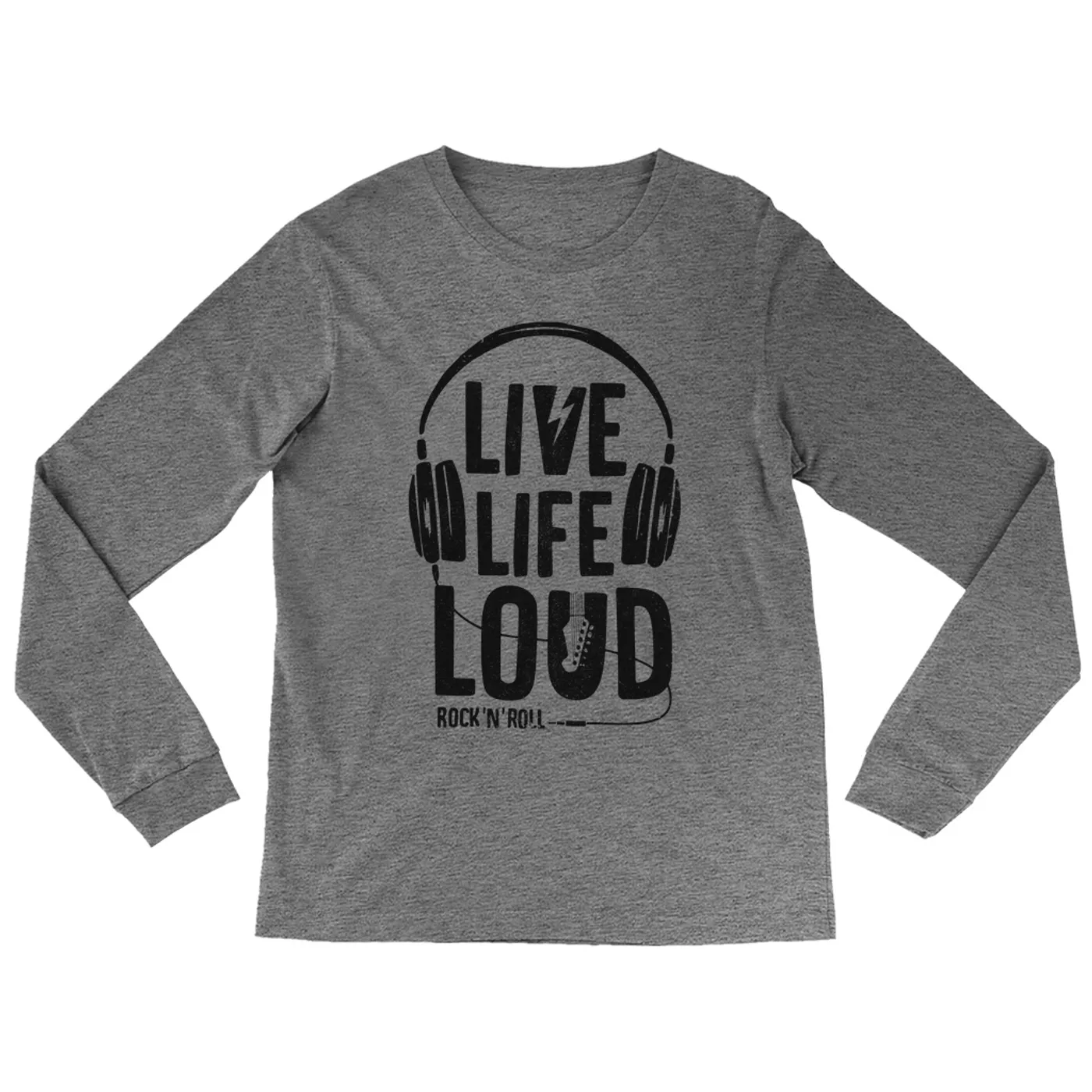 Merchbar Music Life Heather Long Sleeve Shirt | Live Life Loud Merchbar Music Life Shirt