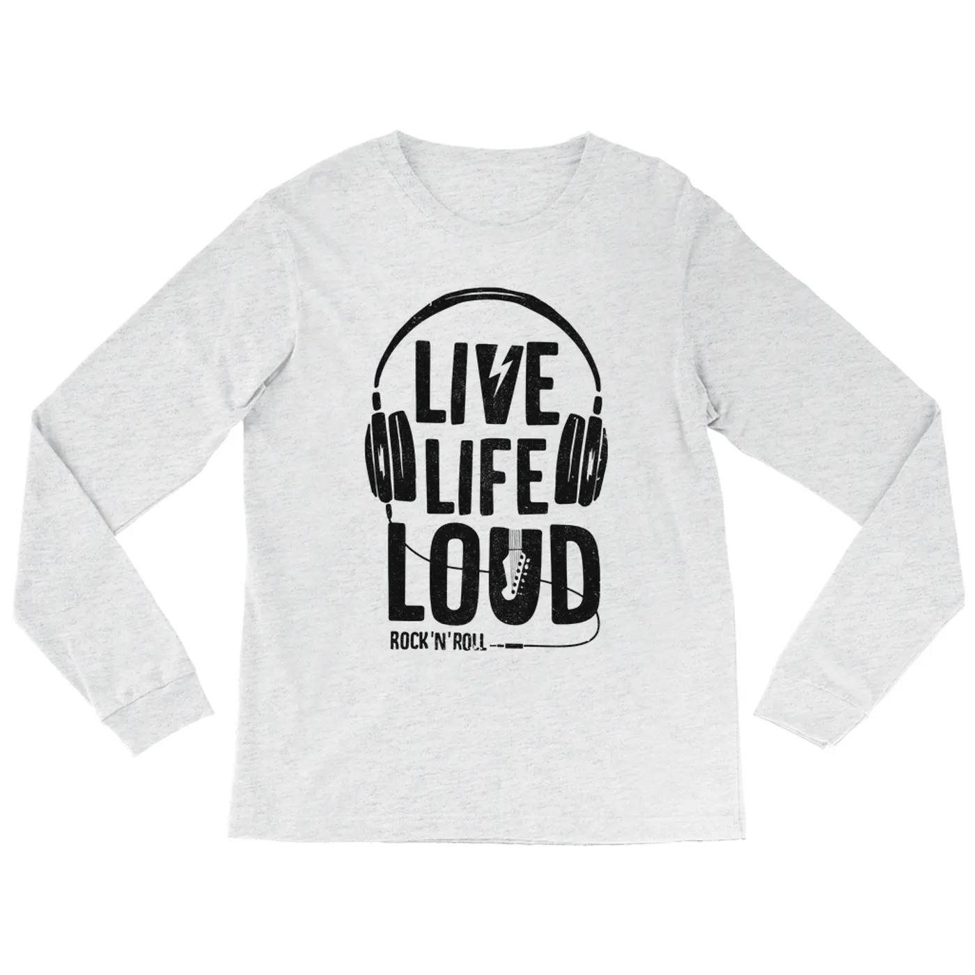 Merchbar Music Life Heather Long Sleeve Shirt | Live Life Loud Merchbar Music Life Shirt