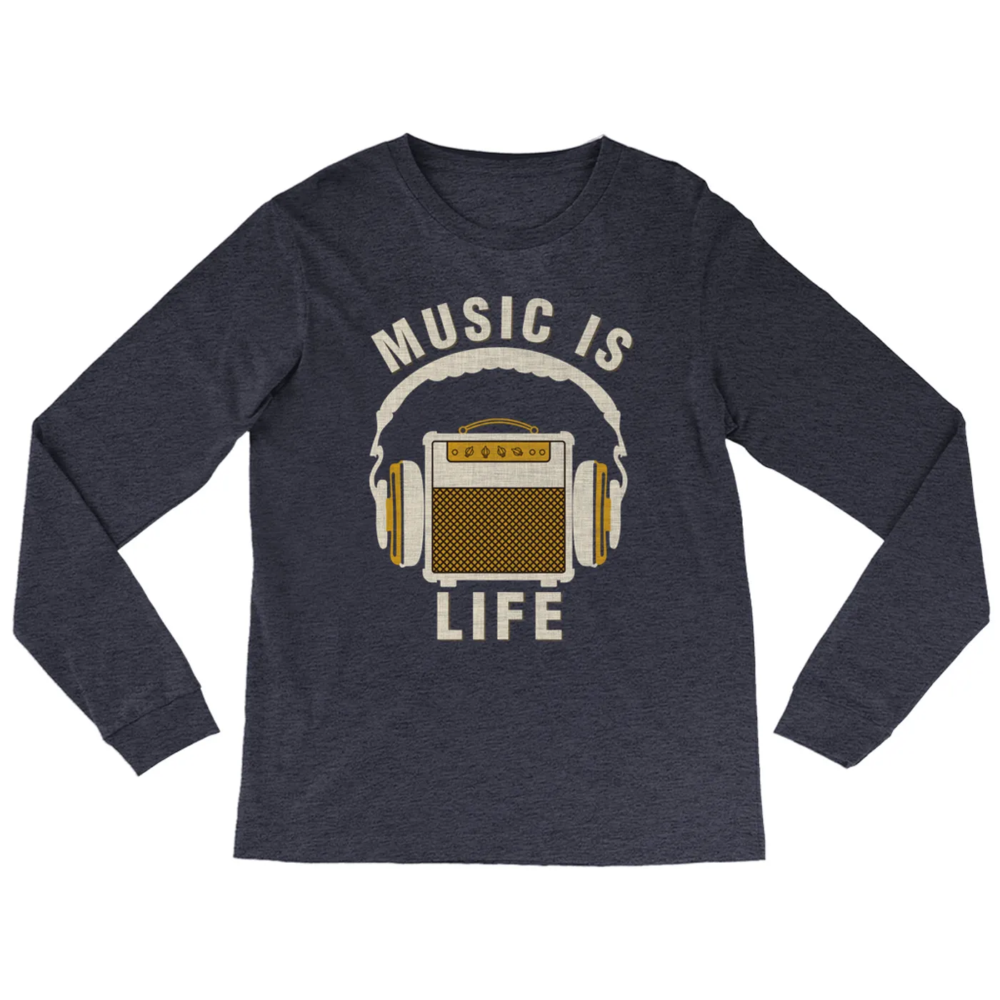 Merchbar Music Life Heather Long Sleeve Shirt | Music Amps Life Merchbar Music Life Shirt