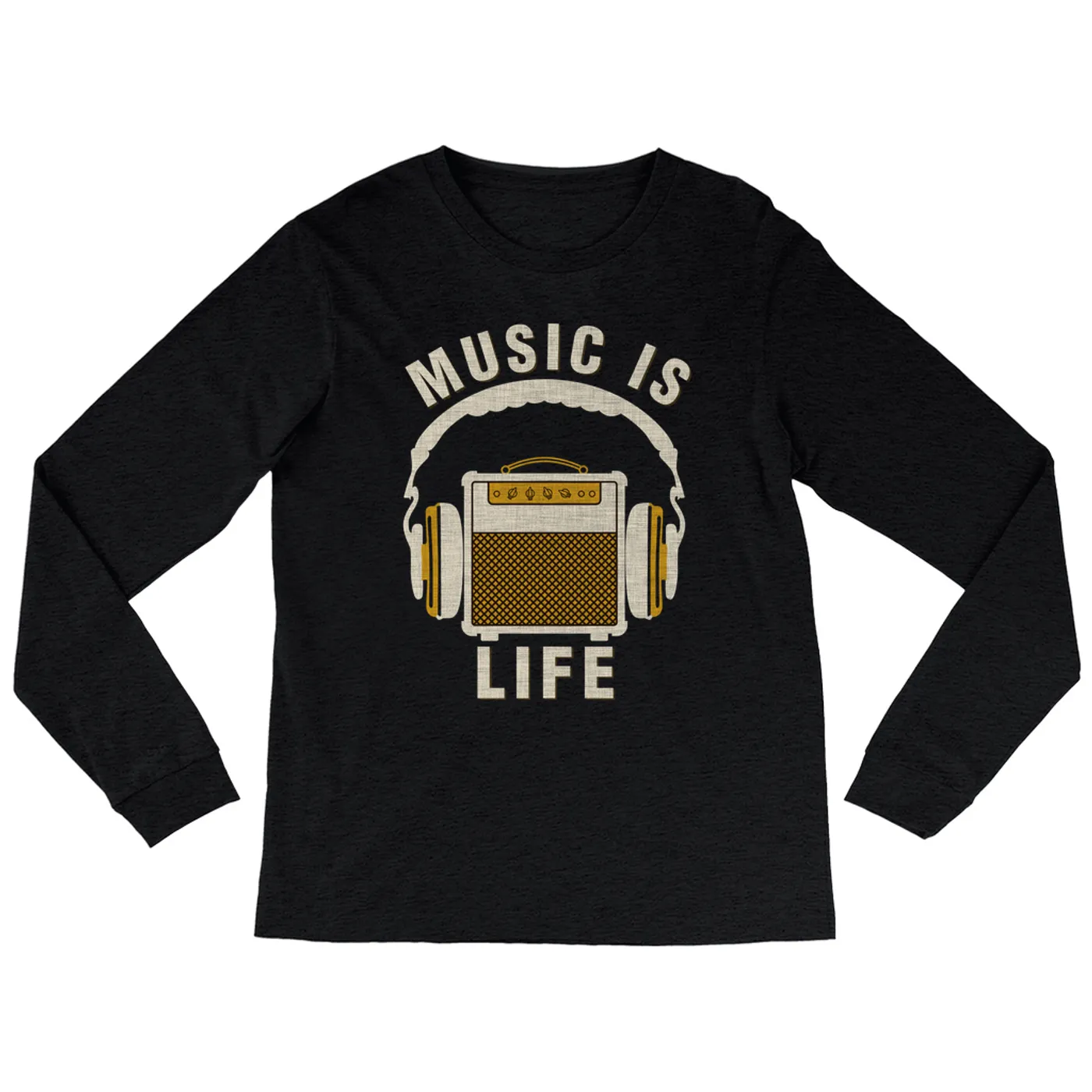 Merchbar Music Life Heather Long Sleeve Shirt | Music Amps Life Merchbar Music Life Shirt