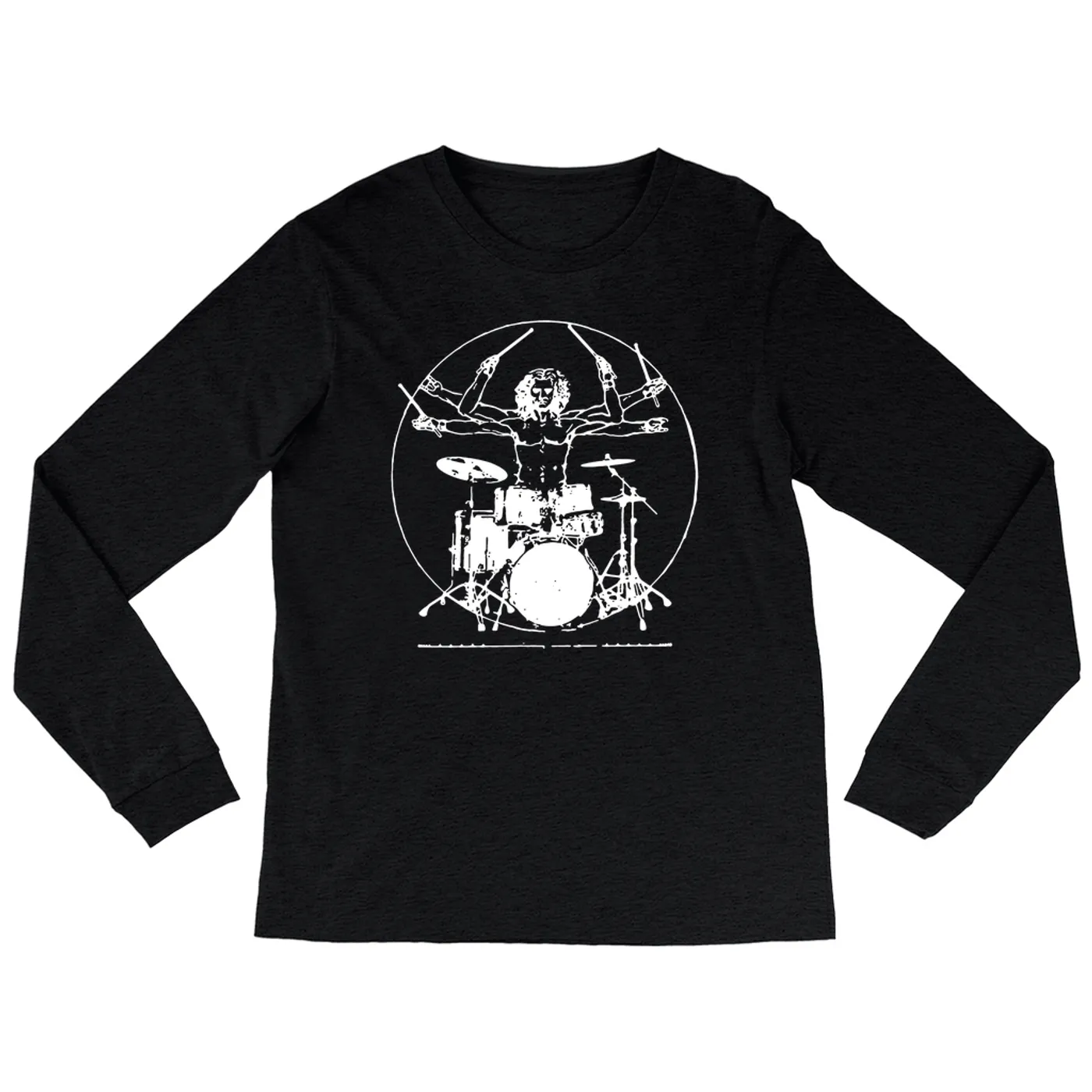 Merchbar Music Life Heather Long Sleeve Shirt | Vitruvian Drummer Merchbar Music Life Shirt