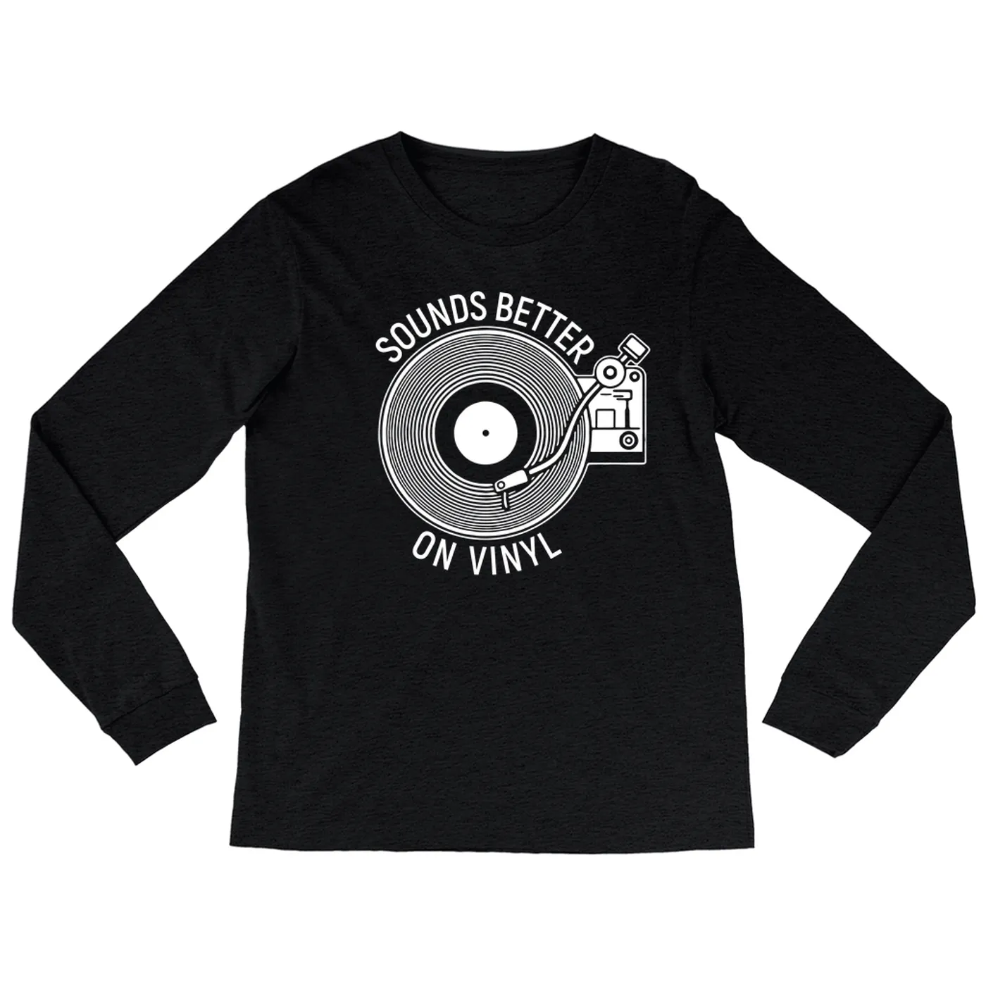 Merchbar Music Life Heather Long Sleeve Shirt | Vinyl Sounds Better Merchbar Music Life Shirt