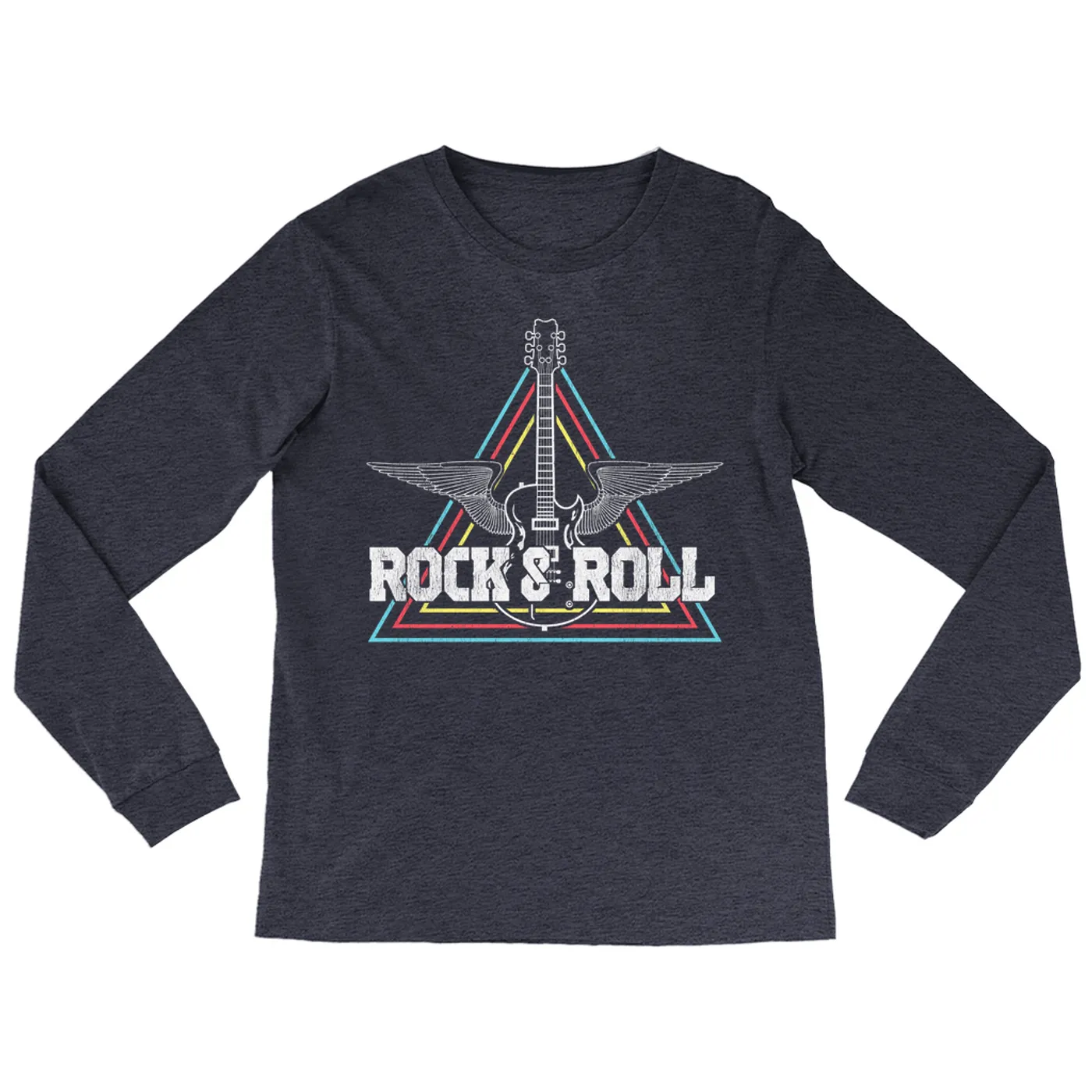 Merchbar Music Life Heather Long Sleeve Shirt | Flying Guitar Rock n' Roll Merchbar Music Life Shirt
