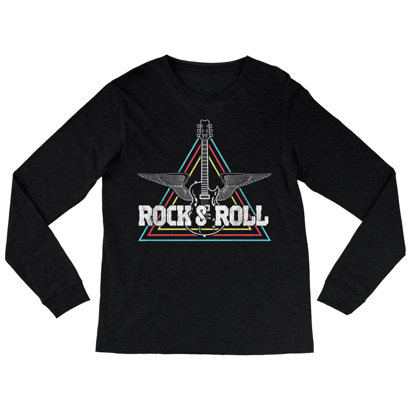 Merchbar Music Life Heather Long Sleeve Shirt | Flying Guitar Rock n' Roll Merchbar Music Life Shirt
