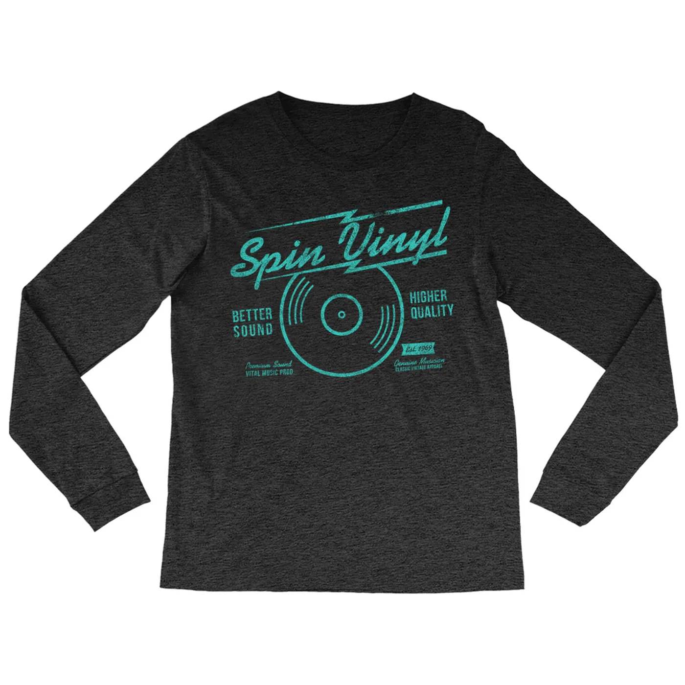 Merchbar Music Life Heather Long Sleeve Shirt | Spin Vinyl Merchbar Music Life Shirt