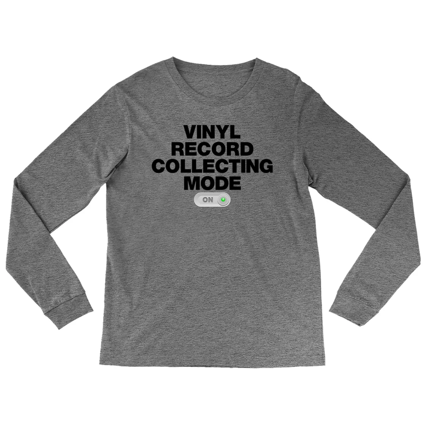 Merchbar Music Life Heather Long Sleeve Shirt | Vinyl Record Collecting Mode On Merchbar Music Life Shirt