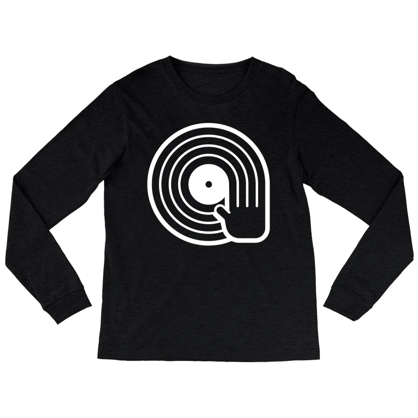 Merchbar Music Life Heather Long Sleeve Shirt | DJ Spinning Vinyl Merchbar Music Life Shirt