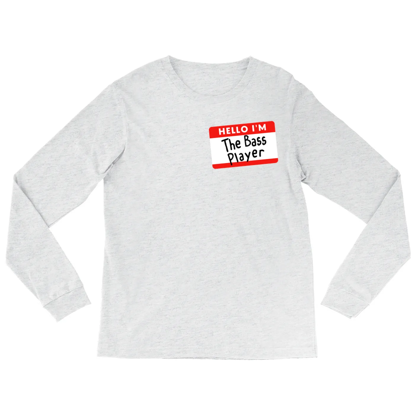 Merchbar Music Life Heather Long Sleeve Shirt | Hello I'm The Bass Player Merchbar Music Life Shirt