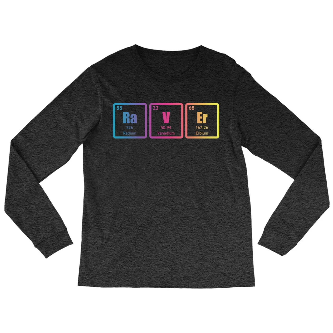 Merchbar Music Life Heather Long Sleeve Shirt | Raver Periodic Table Ombre Design Merchbar Music Life Shirt