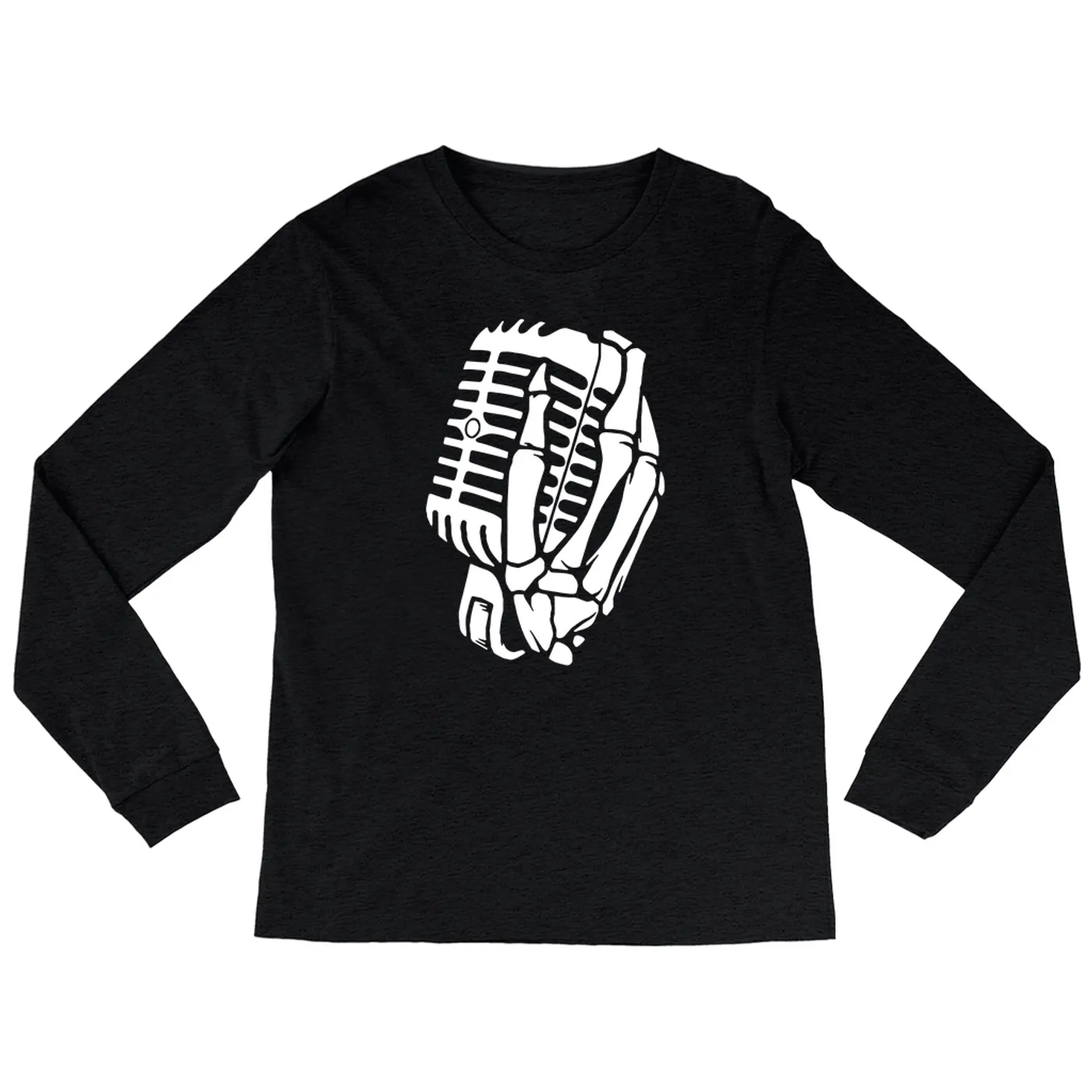 Merchbar Music Life Heather Long Sleeve Shirt | Skelehands On The Mic Merchbar Music Life Shirt