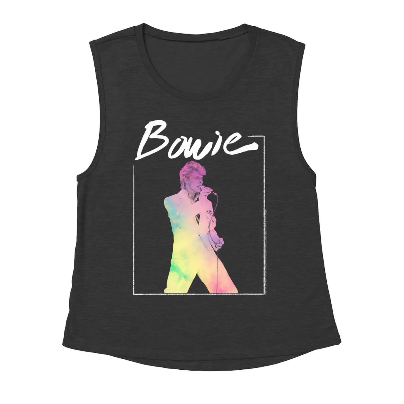 David Bowie Ladies' Muscle Tank Top | Bowie 1983 Concert In Pastels David Bowie Shirt (Merchbar Exclusive)