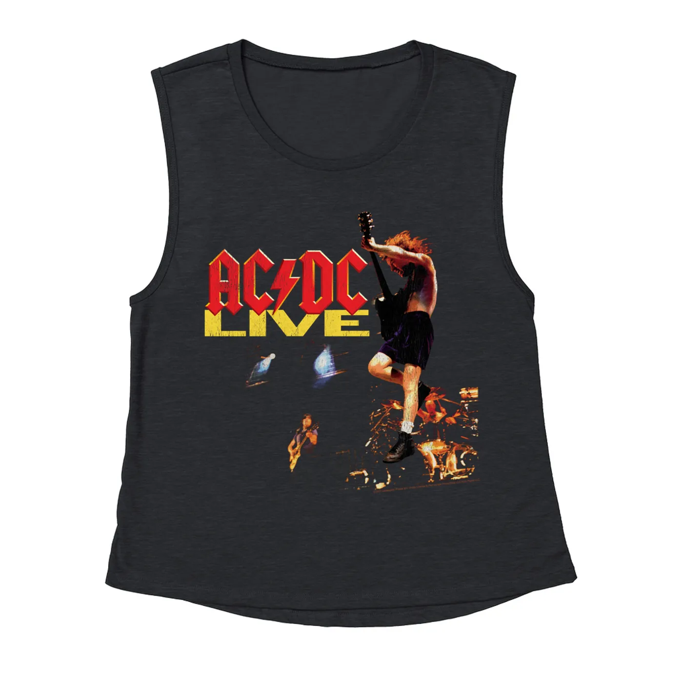 ACDC Ladies' Muscle Tank Top | AC/DC Live On Stage Design Distressed ACDC Shirt
