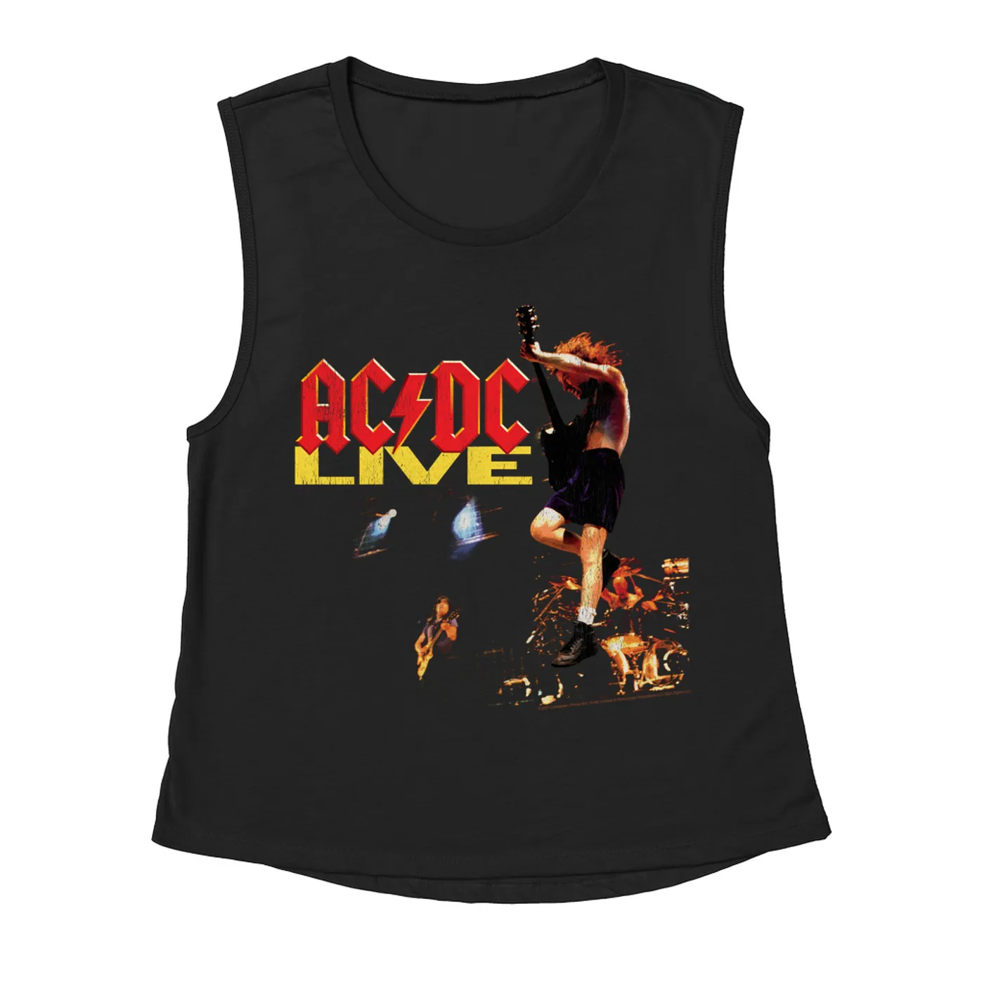ACDC Ladies' Muscle Tank Top | AC/DC Live On Stage Design Distressed ACDC Shirt