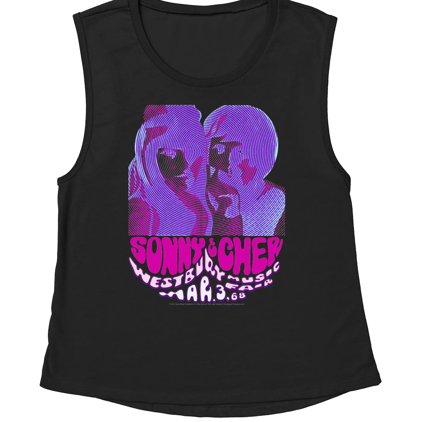 Sonny & Cher Ladies' Muscle Tank Top | Westbusry Music Fair Psychedelic Flyer Sonny and Cher Shirt