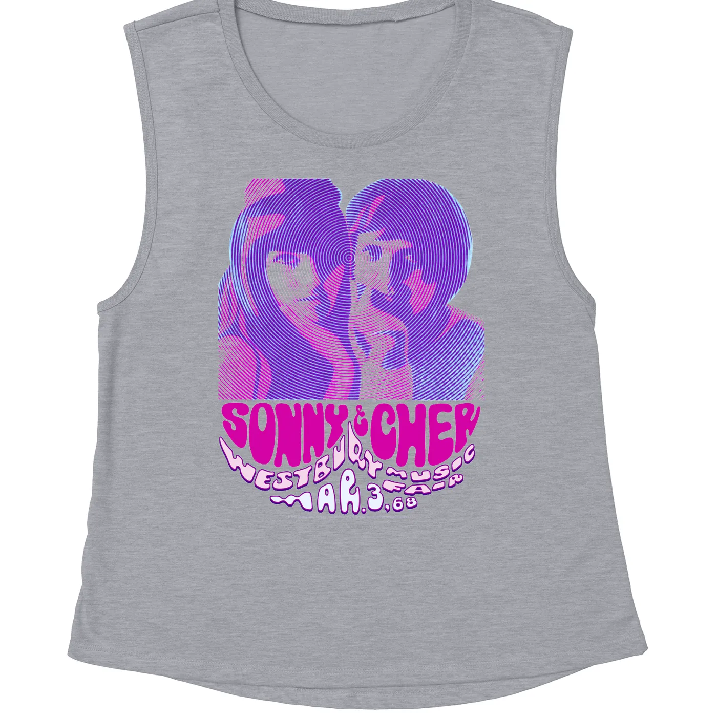 Sonny & Cher Ladies' Muscle Tank Top | Westbusry Music Fair Psychedelic Flyer Sonny and Cher Shirt