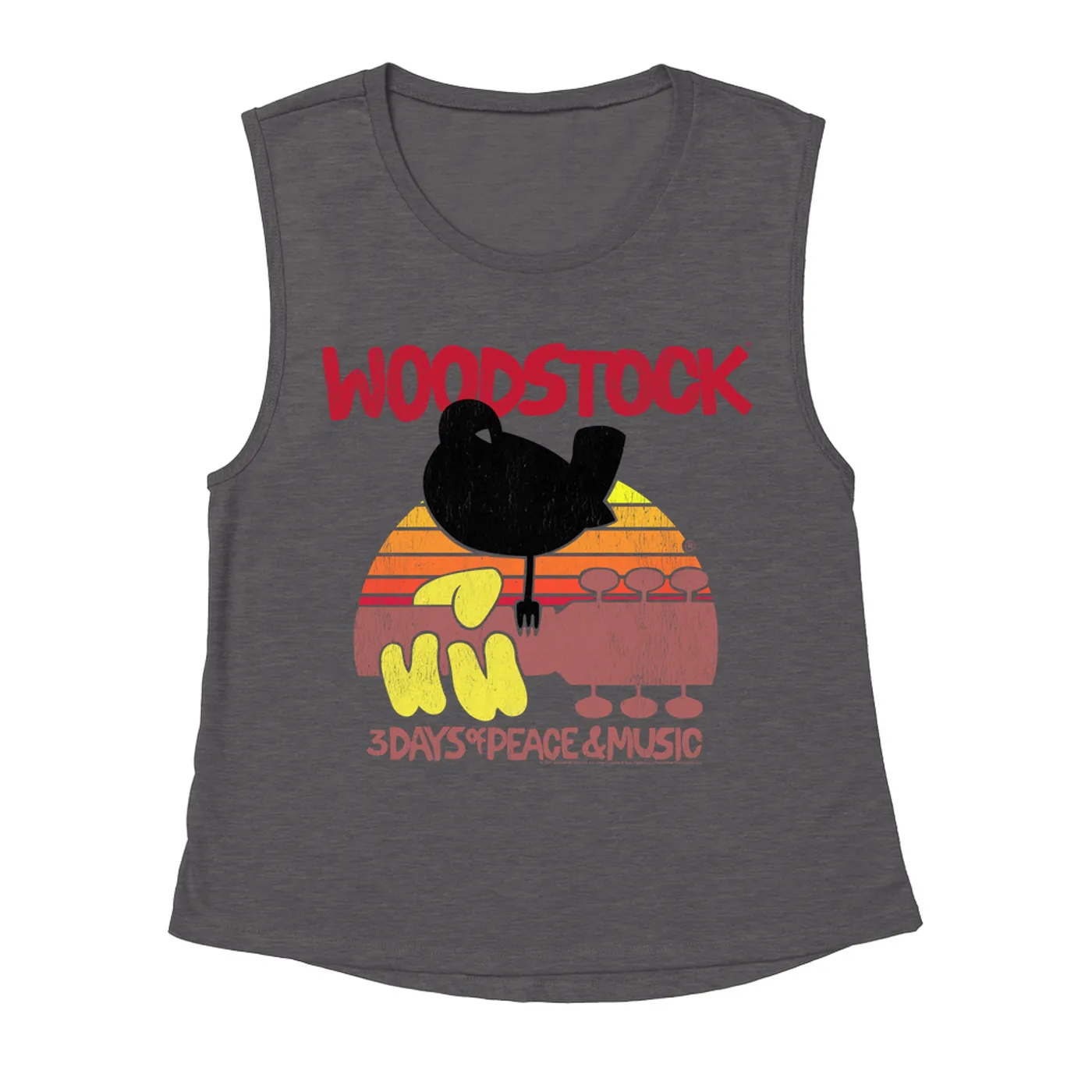 Woodstock Ladies' Muscle Tank Top | Bird And Guitar Woodstock Sunset Woodstock Shirt