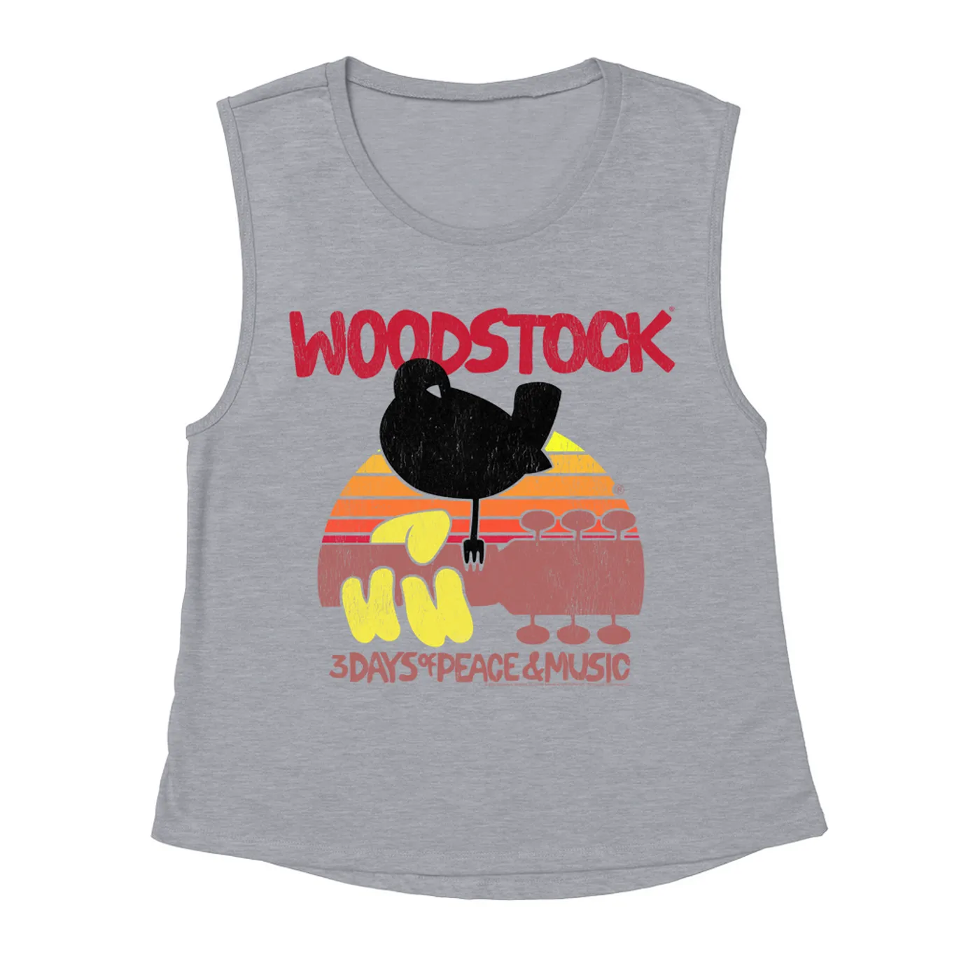 Woodstock Ladies' Muscle Tank Top | Bird And Guitar Woodstock Sunset Woodstock Shirt