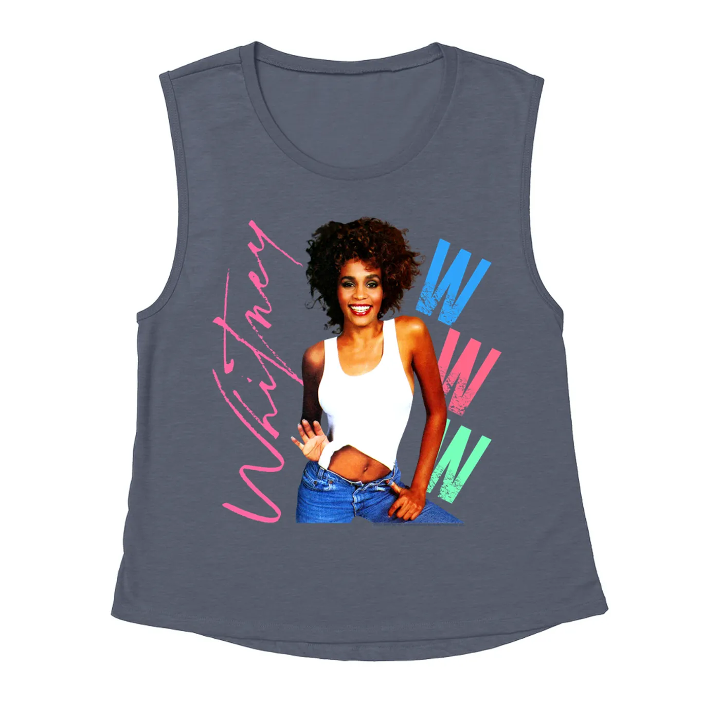 Whitney Houston Ladies' Muscle Tank Top | Whitney Pastel W Design Whitney Houston Shirt